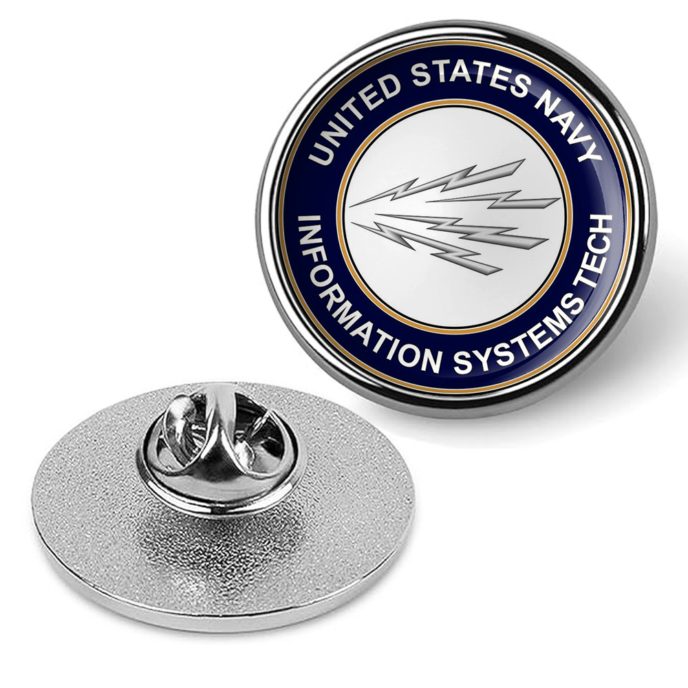 U.S. Navy Information Systems Technician Tie Tac, Hat Pin, Lapel Pin - Silver