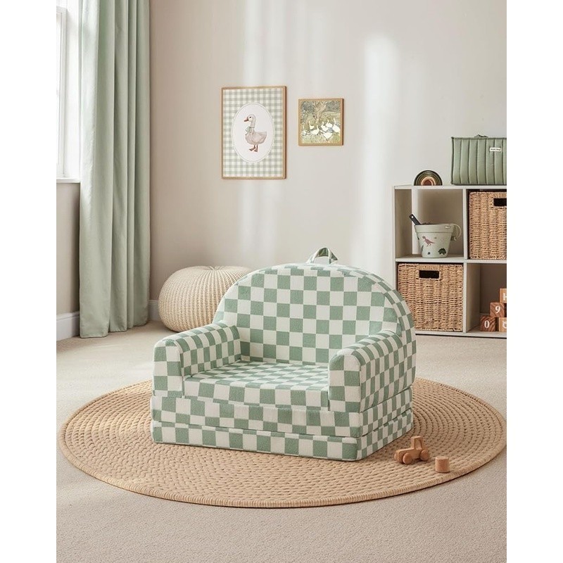 Toddler Fold Out Couch 2-in-1 Convertible Sofa Lounger Safe Kids Furniture New