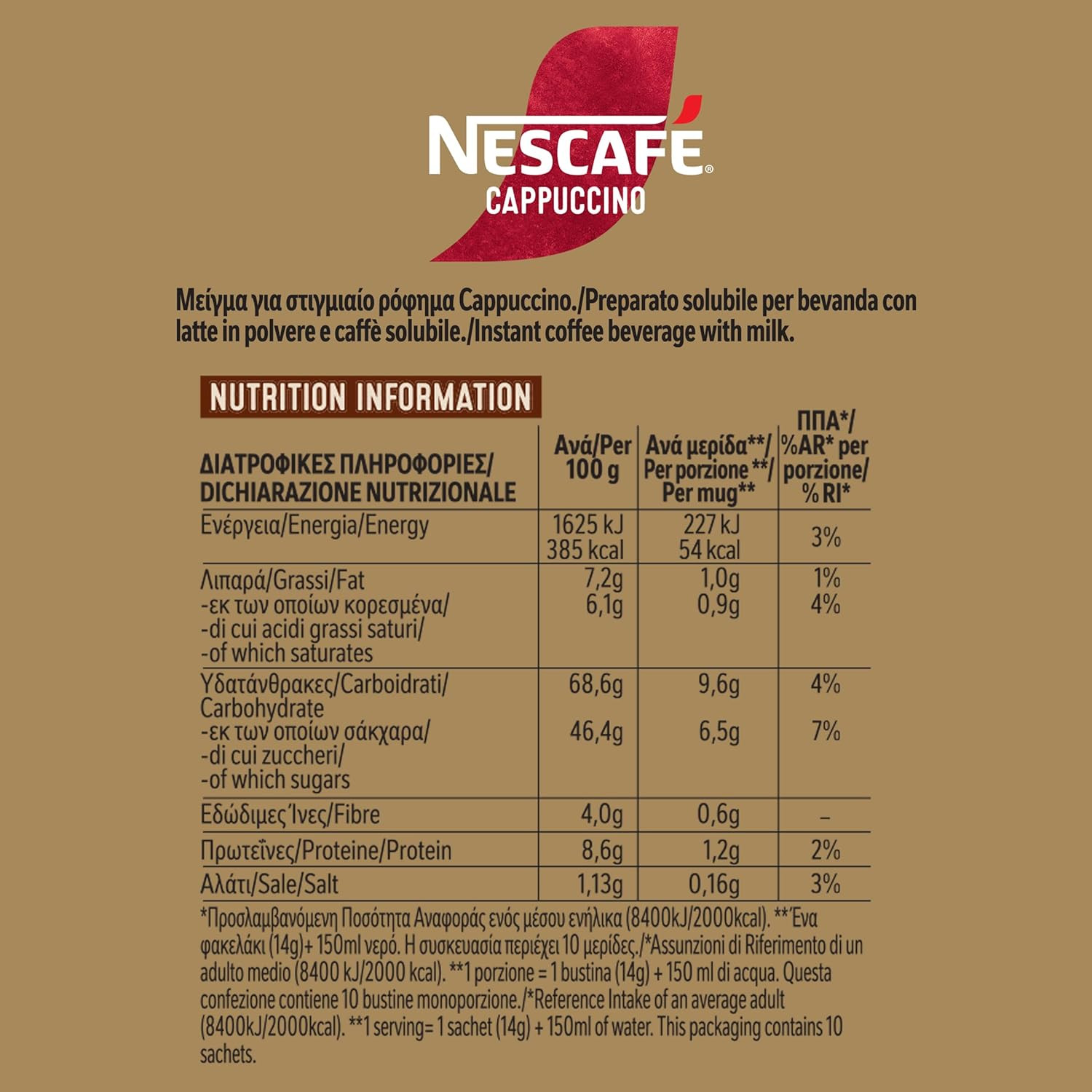 Nescafž Cappuccino 10 Sticks