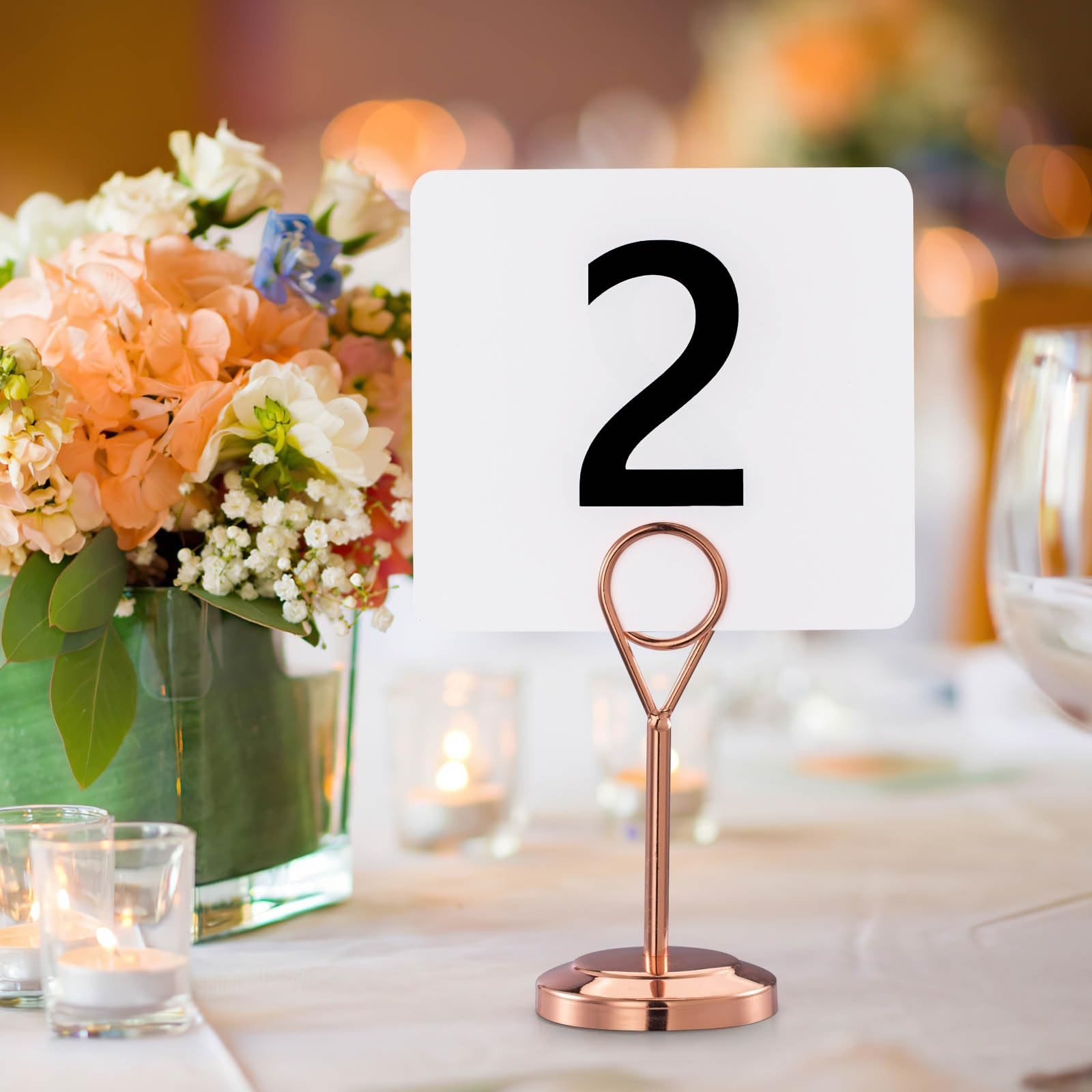Toncoo 50Pcs Table Numbers 1-50, 3.7x4 Inch Plastic Table Numbers, Double Sid...