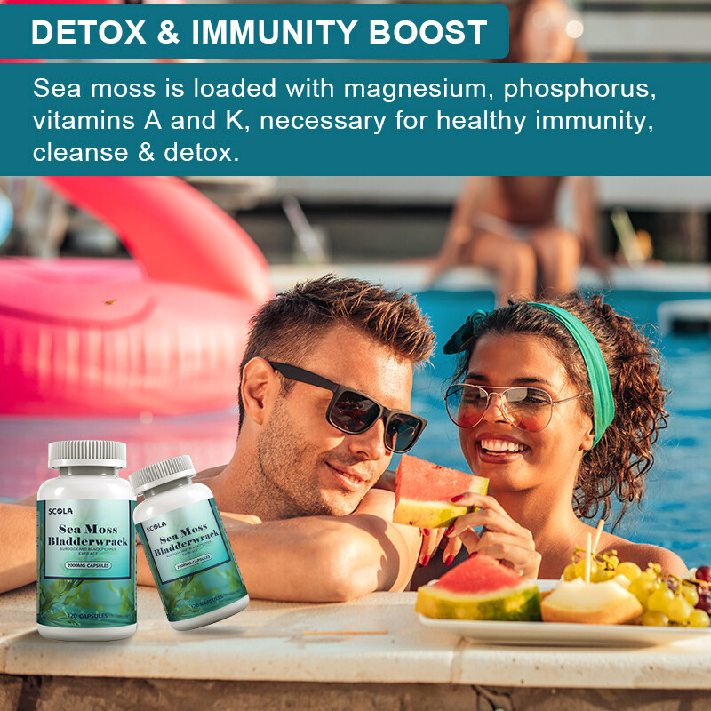 (120 PCS) Irish Sea Moss, Bladderwrack & Burdock, Thyroid, Immune Energy Support