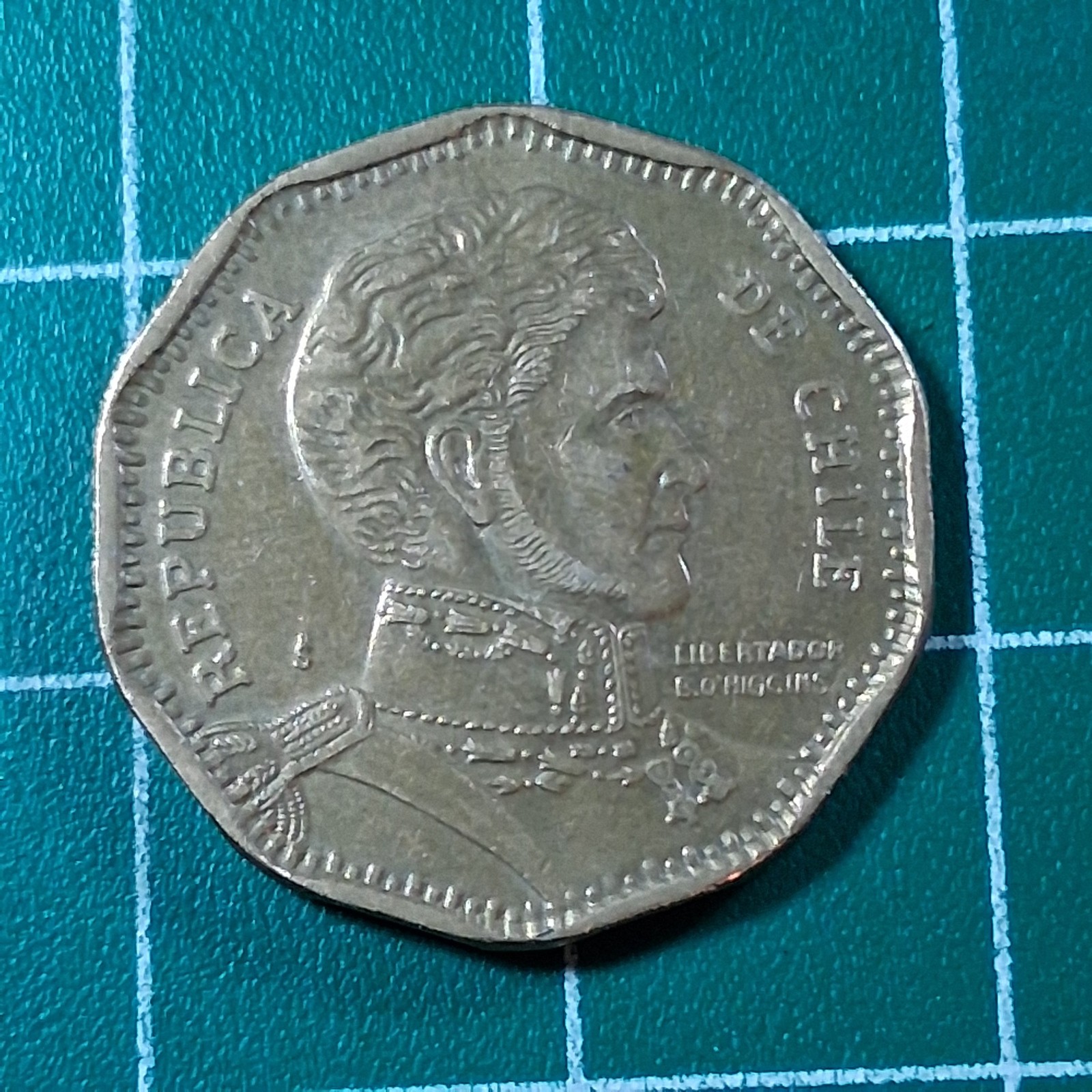 2013 Chile “S” Marked Bernardo O'Higgins 50 Pesos Currency Coin