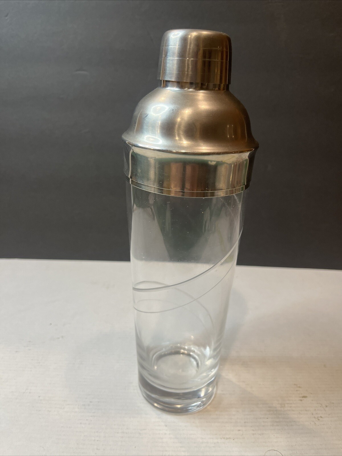 Glass Chrome Cocktail Shaker White Swirl Large