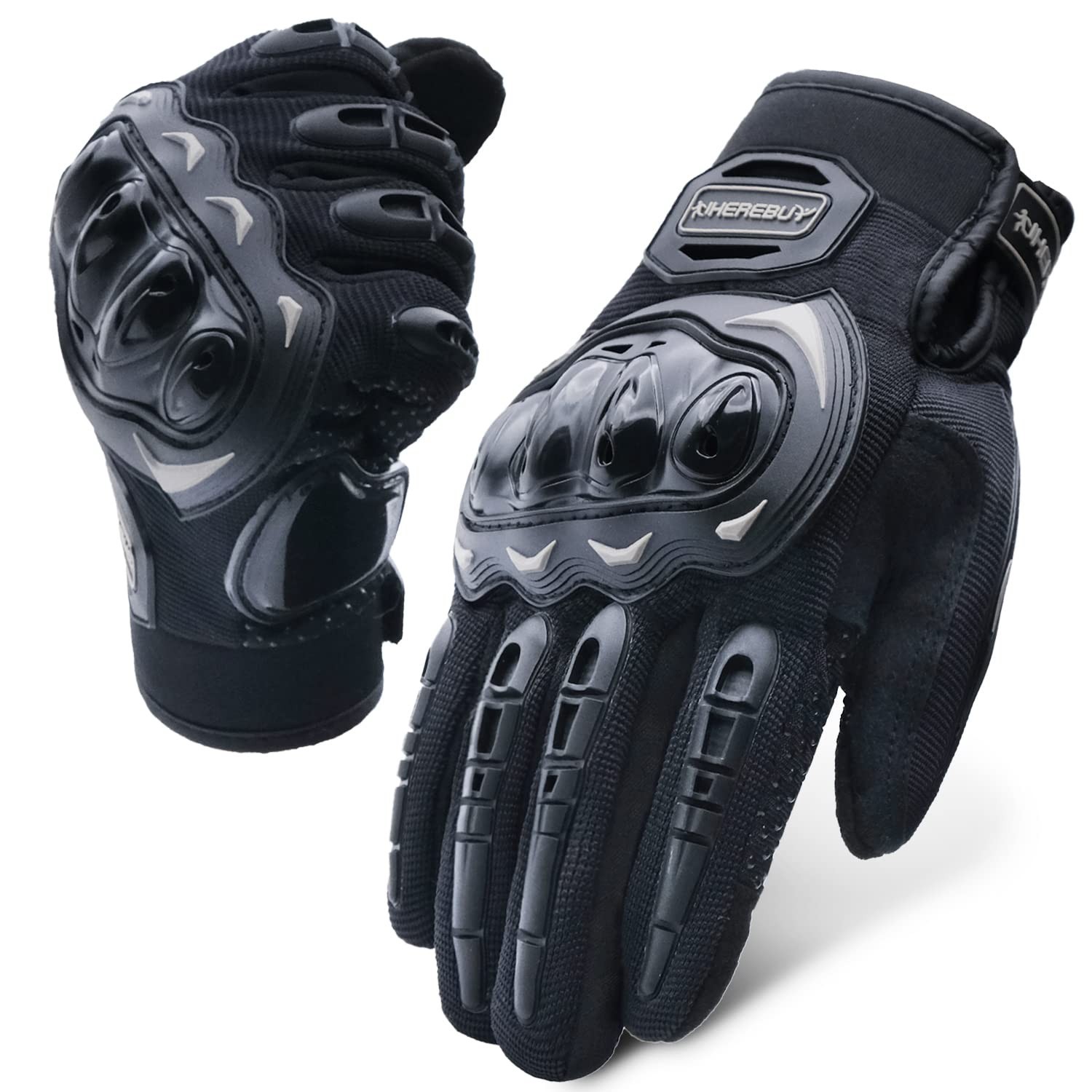 Motorcycle Gloves for Men Women Touch Screen Full Finger Riding Gloves Black
