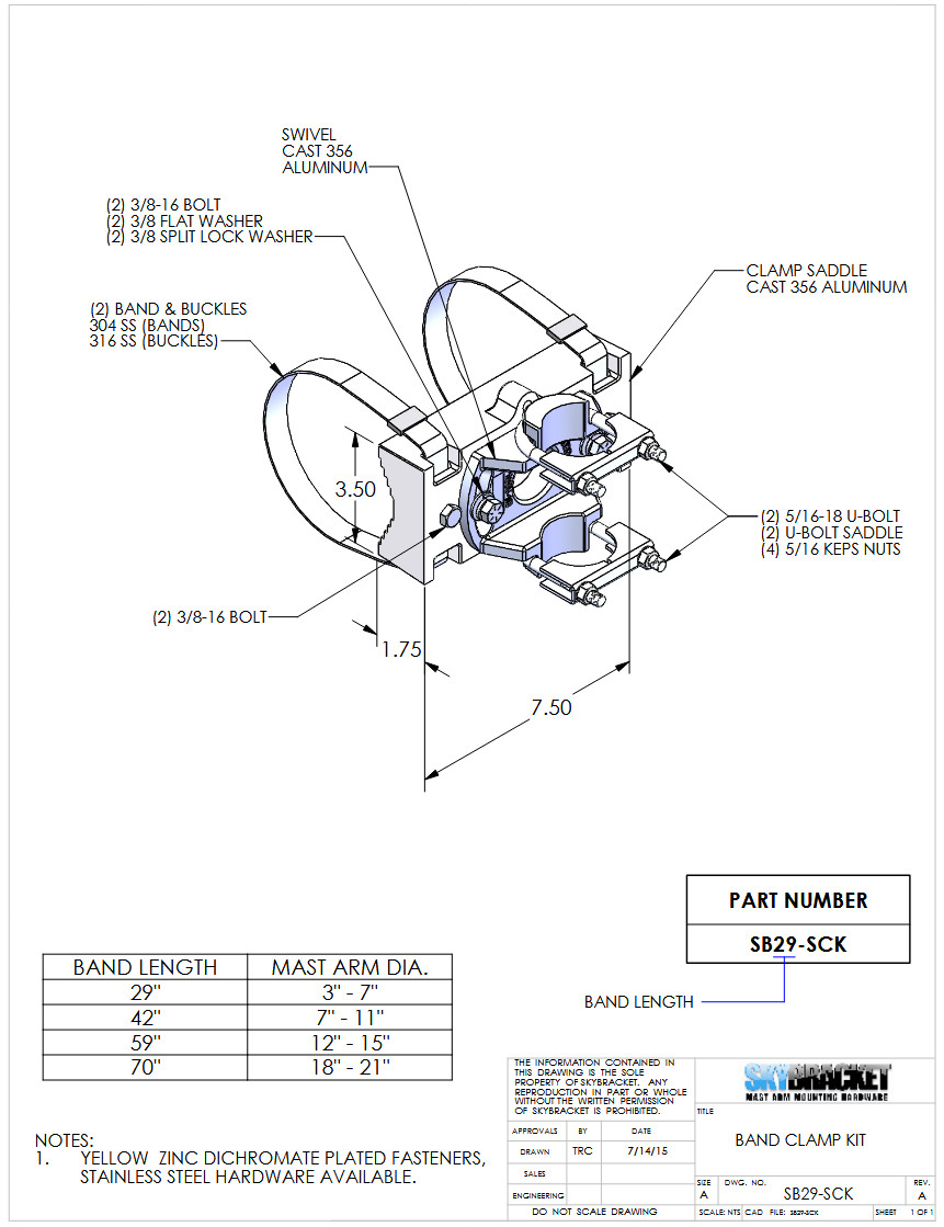 Sky Bracket SS-SB29-SCK ~ BAND CLAMP KIT