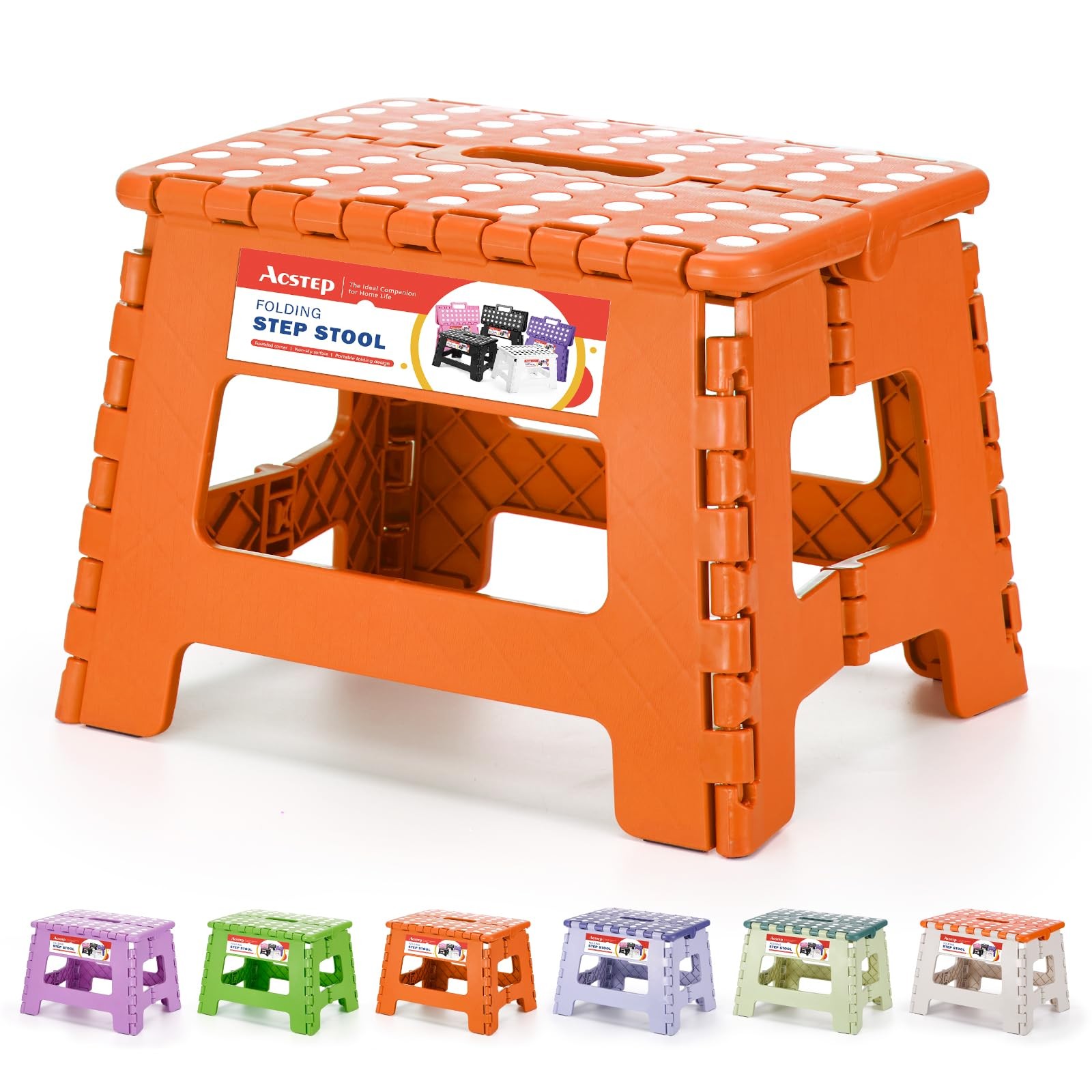9 Inch Folding Step Stool 300 LB Capacity Plastic Foldable Step Stools for an...