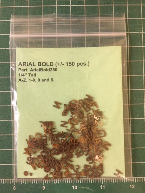 Laser Cut Letter Set Arial Bold 1/4" 150 Pcs. O, HO N Scale Modeling