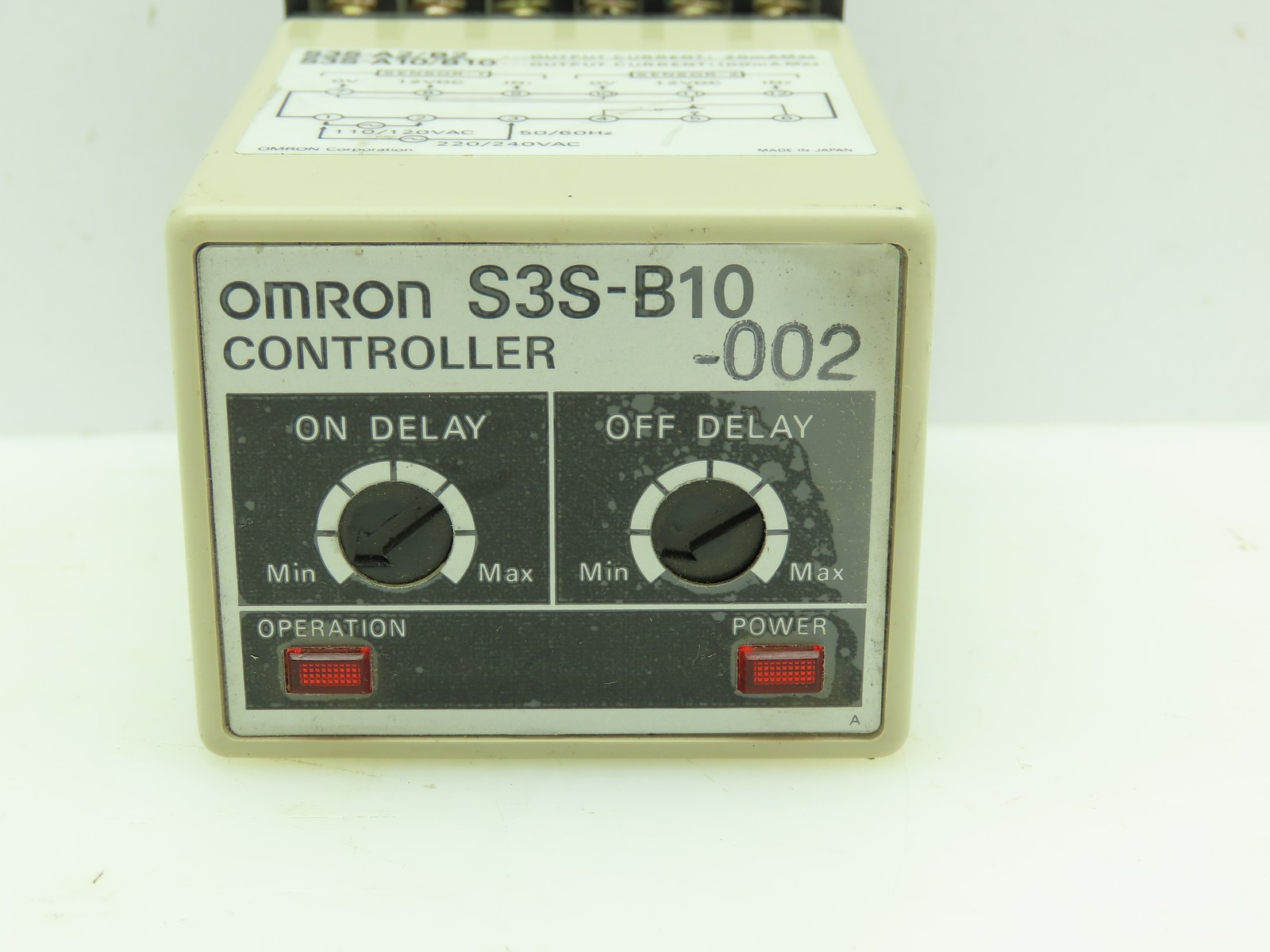 Omron S3S-B10-002 Controller Unit Relay On Off Delay 120/240 Input
