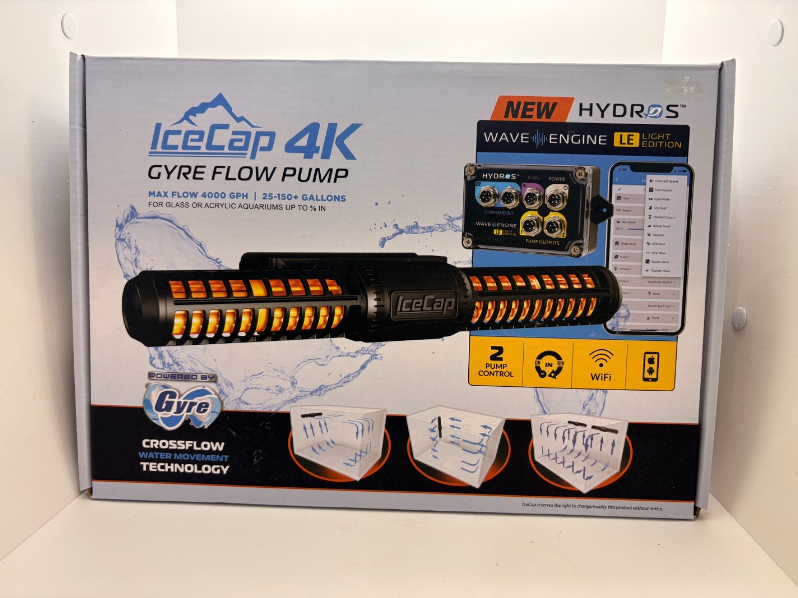 IC Icecap Gyre 4K Flow Pump with Hydros WaveEngine LE NEW OPEN BOX