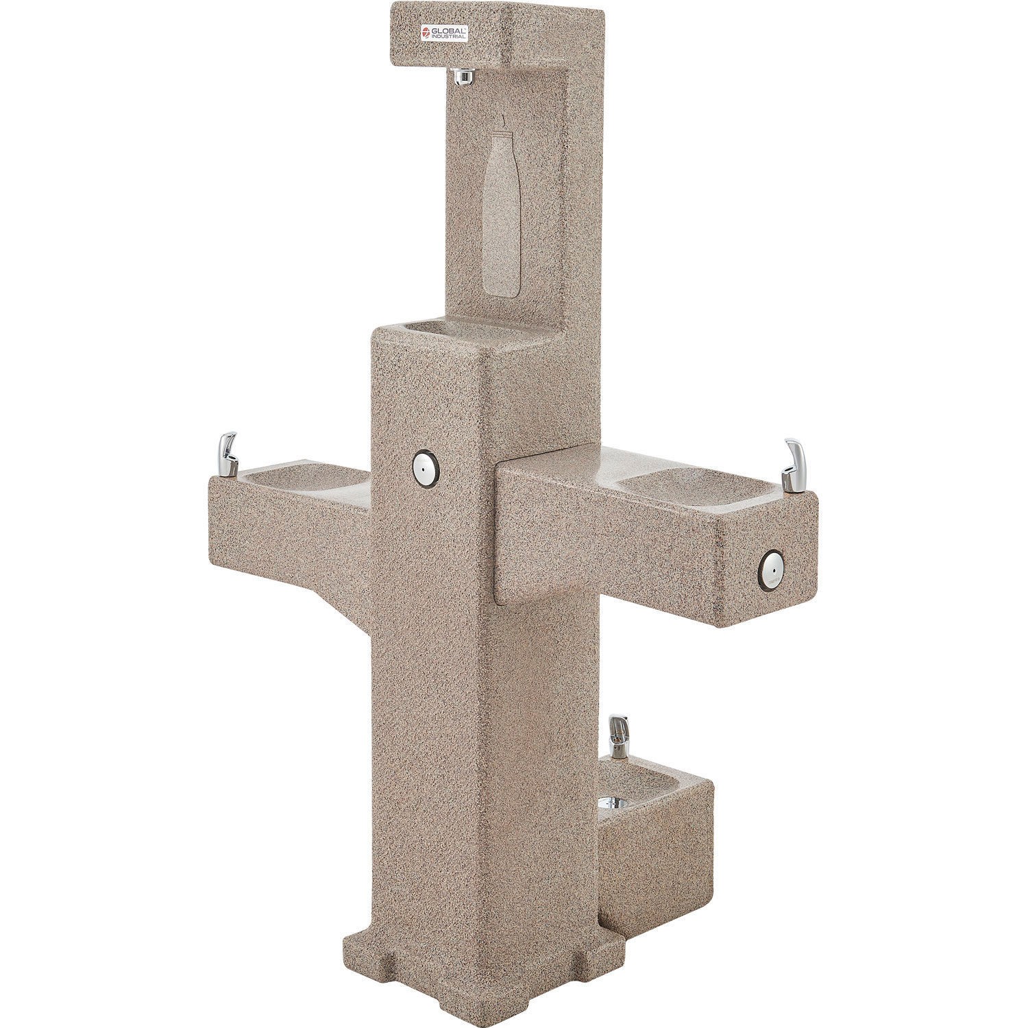 Global Industrial Outdoor Bottle Filler w/Bi-Level Fountain  Pet Station
