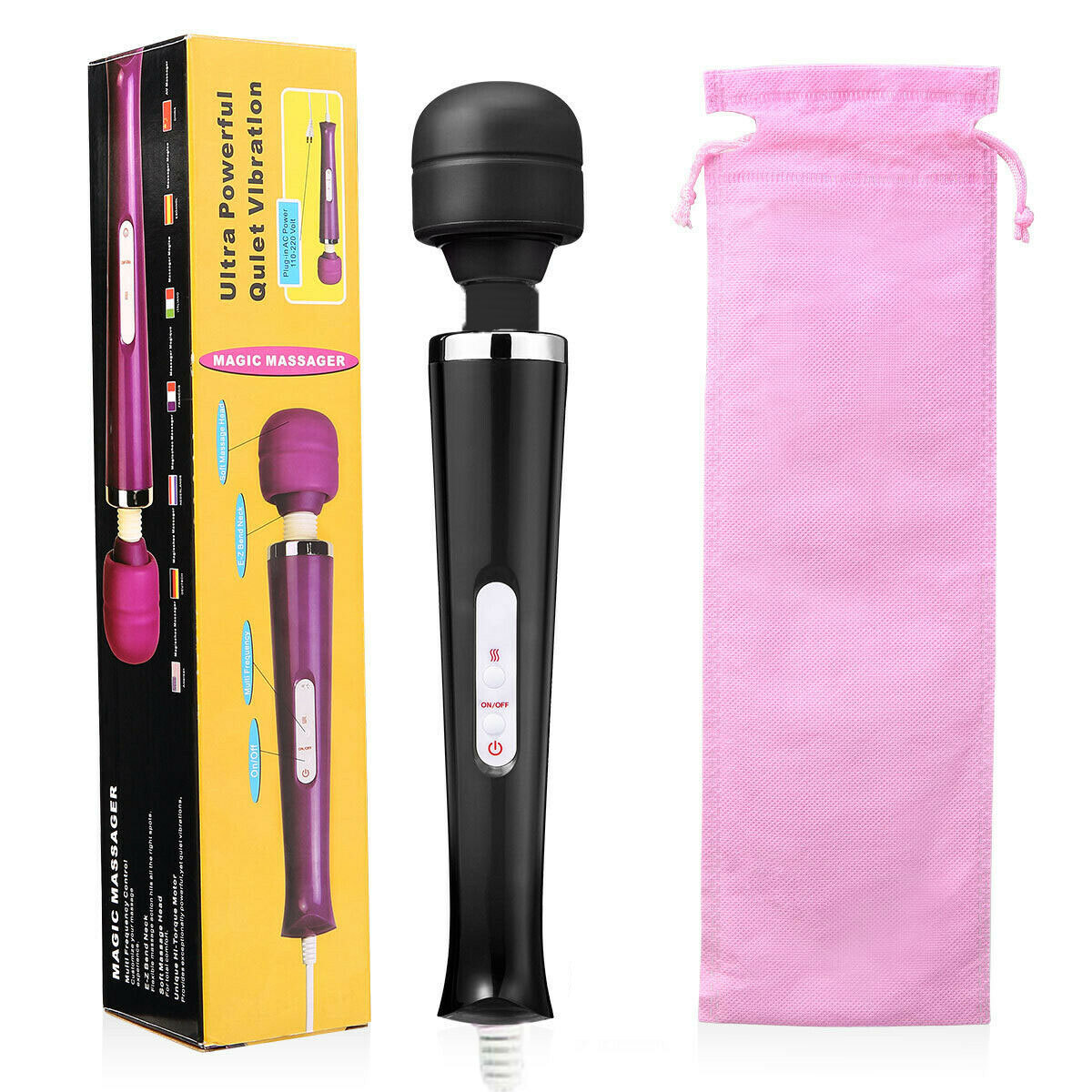 Multi-Speed Vibrating Wired Massager Personal Wand Full Body Magic Therapy Motor