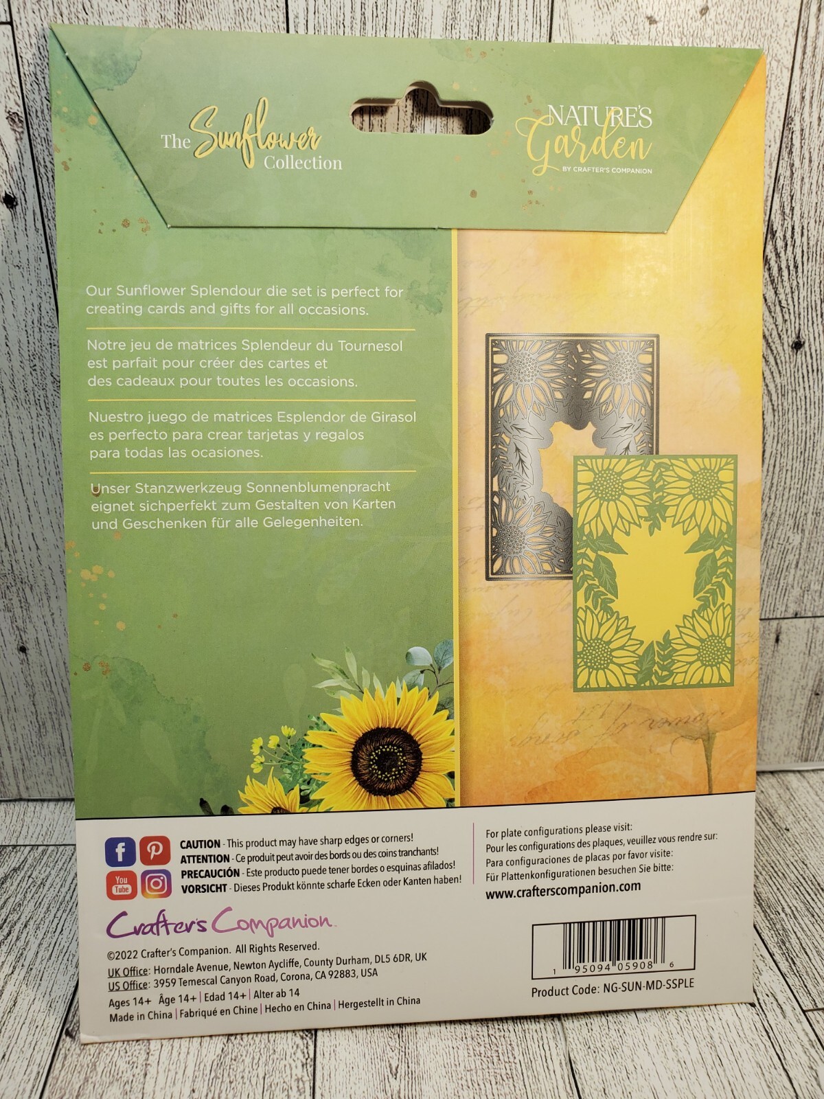 CS2 Crafters Companion Sunflower Collection Splendour Metal Die Background New