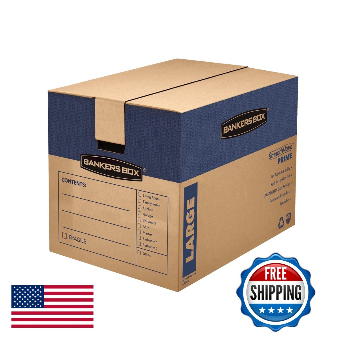 Bankers Box 6-Pack Large Prime HD Moving Boxes with Reinforced Handles