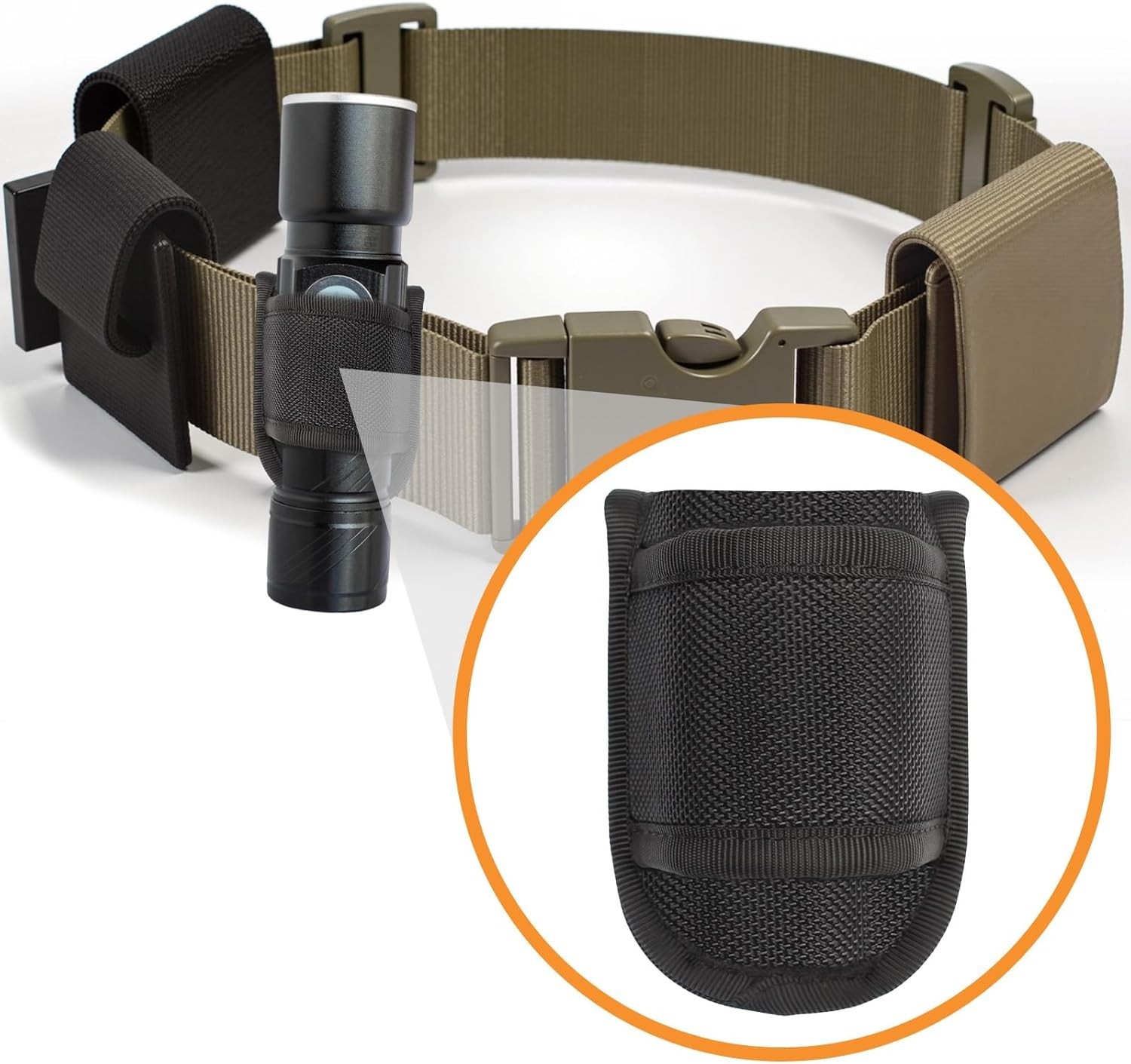 Flashlight Holster for Duty Belt, Open Top D Cell Compact Light Holder Case