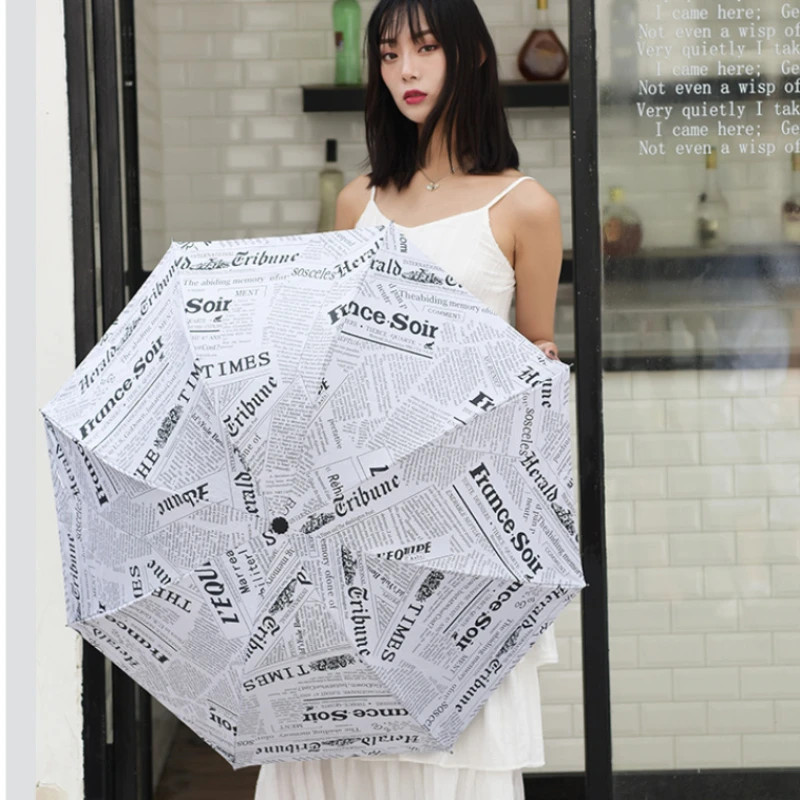 Fully Automatic Folding Newspaper Umbrella Men and Women Sunny and Rainy Umbrell