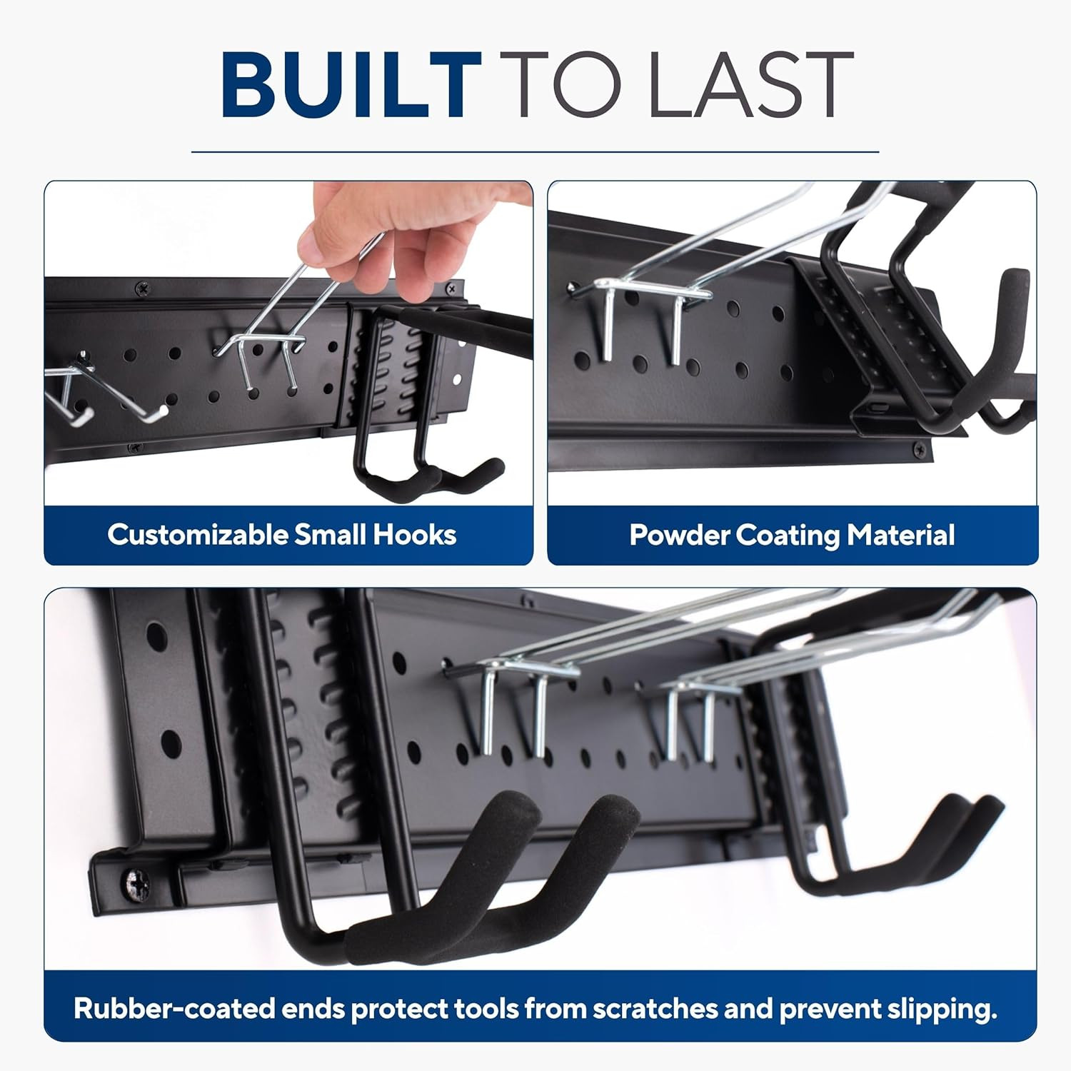Sturdy Wall-Mount Garden Tool Organizer Rack with Multi-Hook Storage System