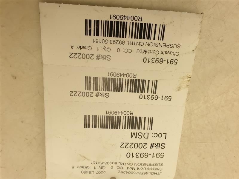 07 08 LEXUS LS460 SUSPENSION CONTROL ECM