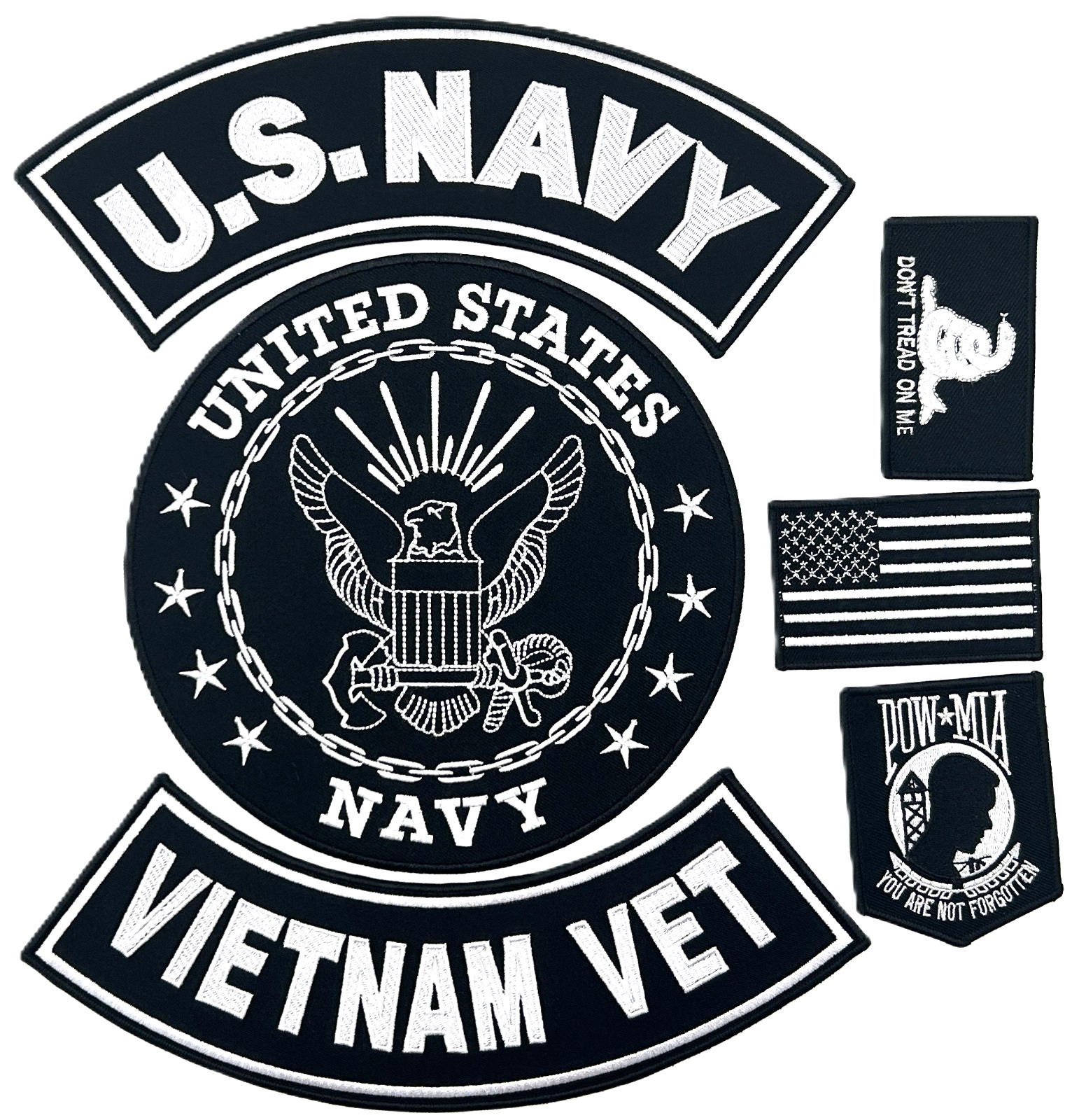 U.S. NAVY SEAL VIETNAM VET MILITARY MOTORCYCLE BIKER VEST LOT OF 6 PATCHES