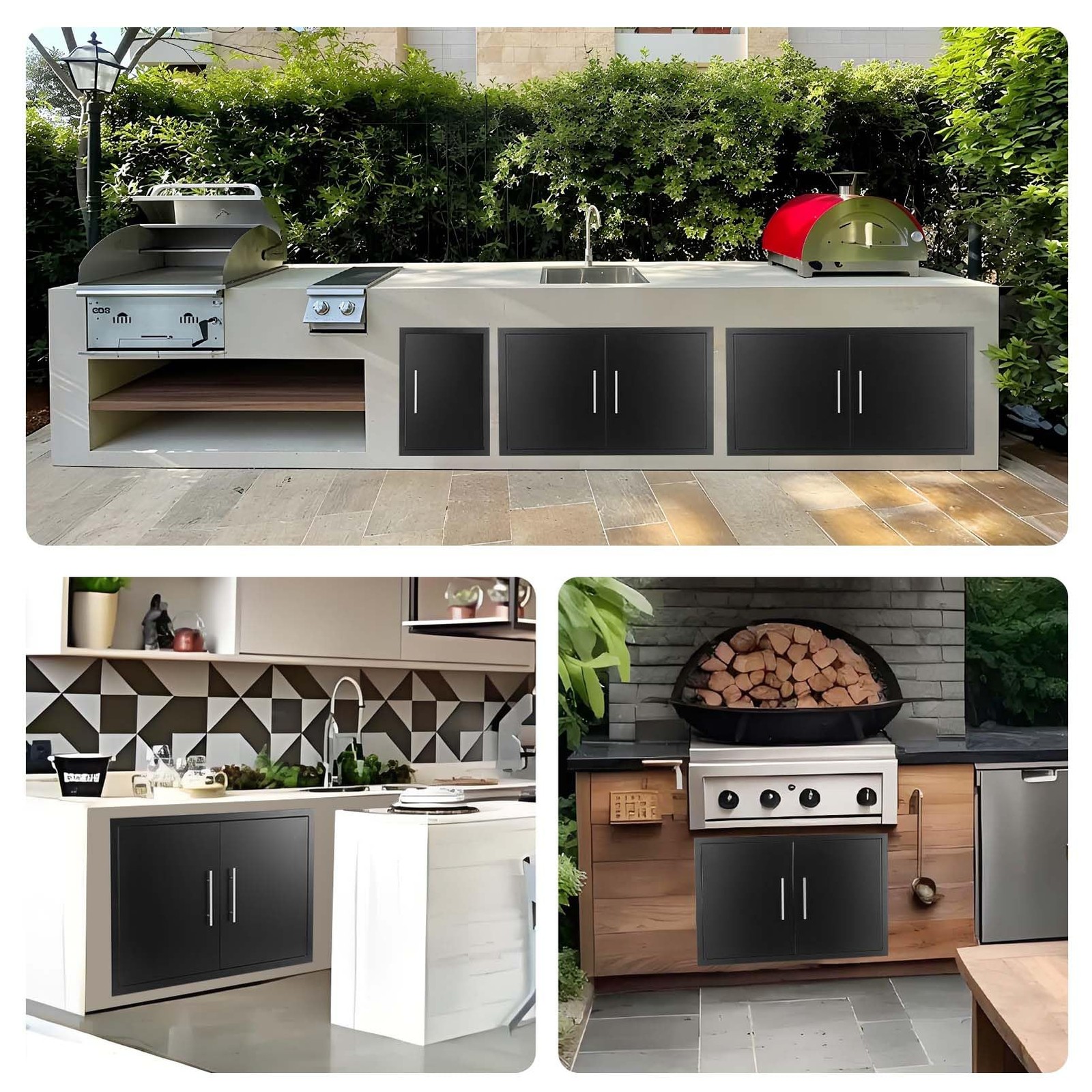 Outdoor Kitchen Doors 17" W X 24" H Single Doors 1.2mm Thickness Stainless St...