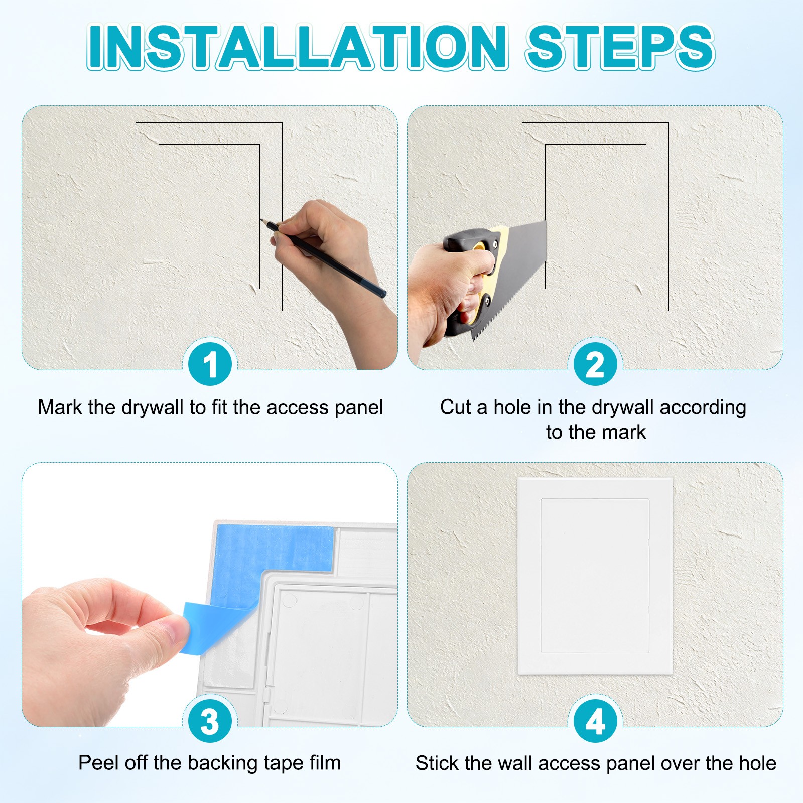 2-Pack Access Panel for Drywall, 7x5" Plastic Removable [White, Rectangle]