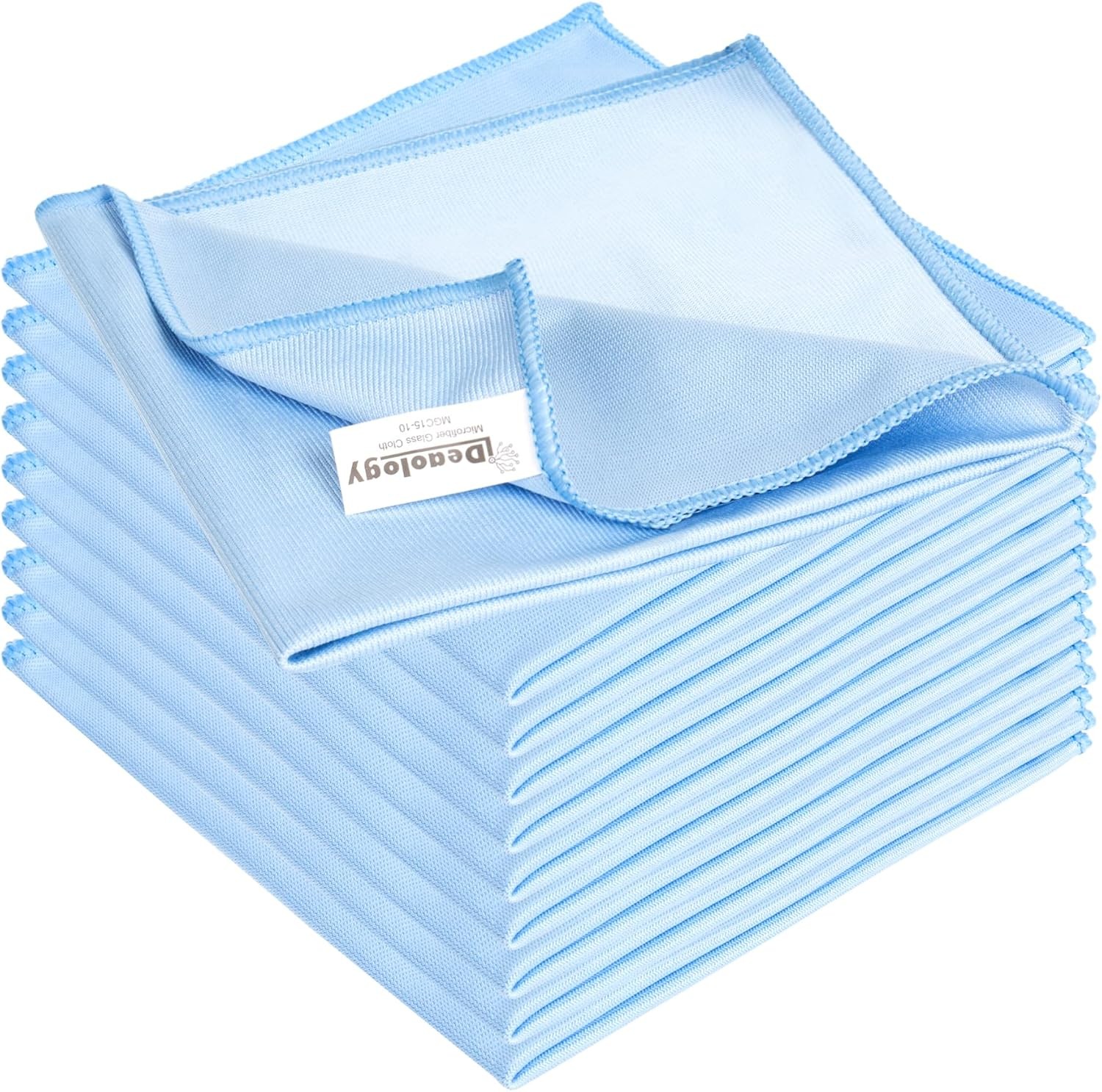 iDeaology 10 Pack XL Streak Free Premium Microfiber Glass Large, Blue