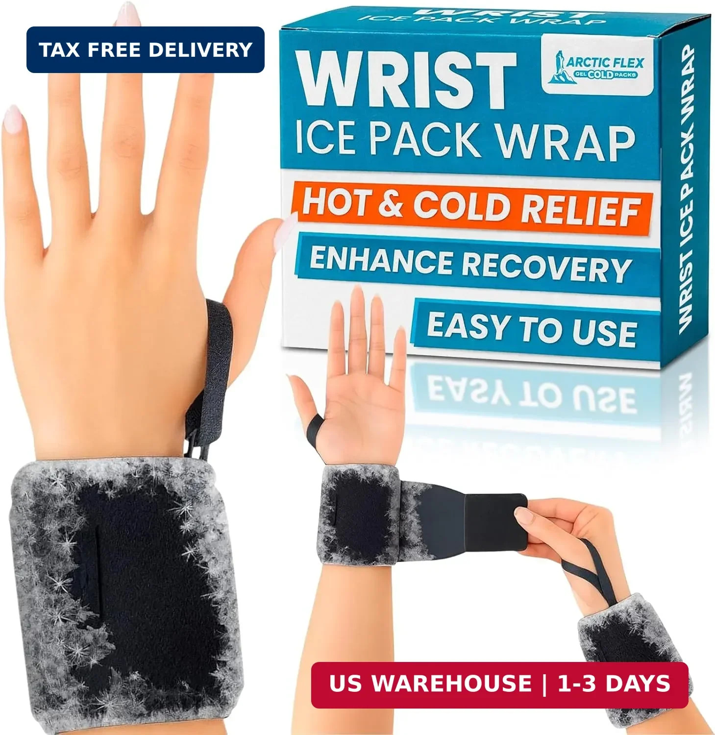 Arctic Flex Wrist Ice Pack Wrap (Pair) - Hot & Cold Gel Therapy Compress for Joi