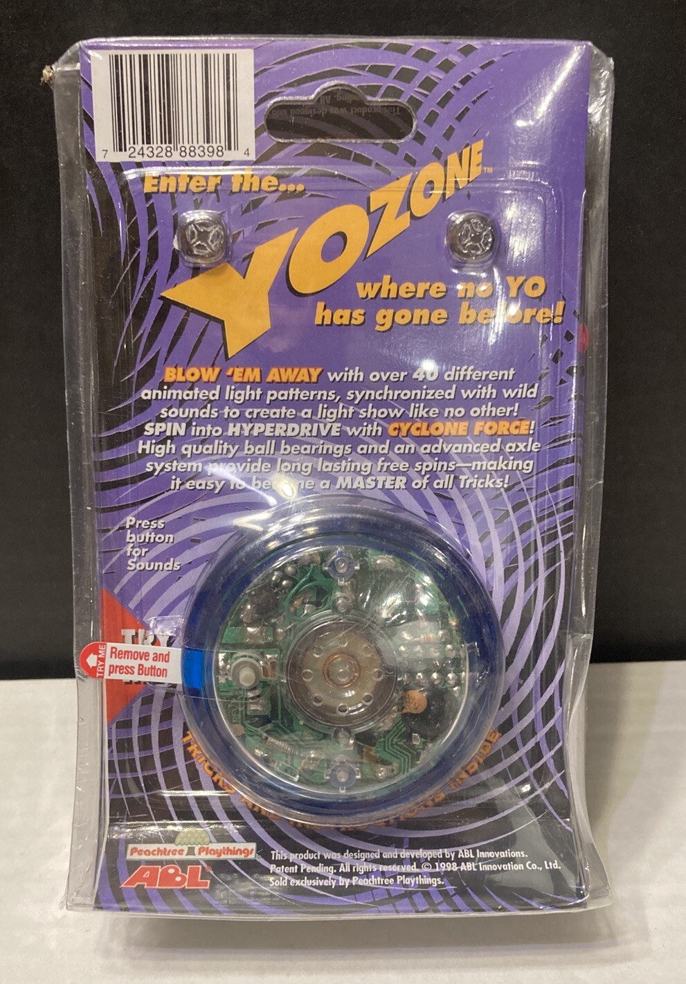 Lot of (2) Yozone Turbo Top Cyclone Force Flashing Lights & Sound Vintage 1998