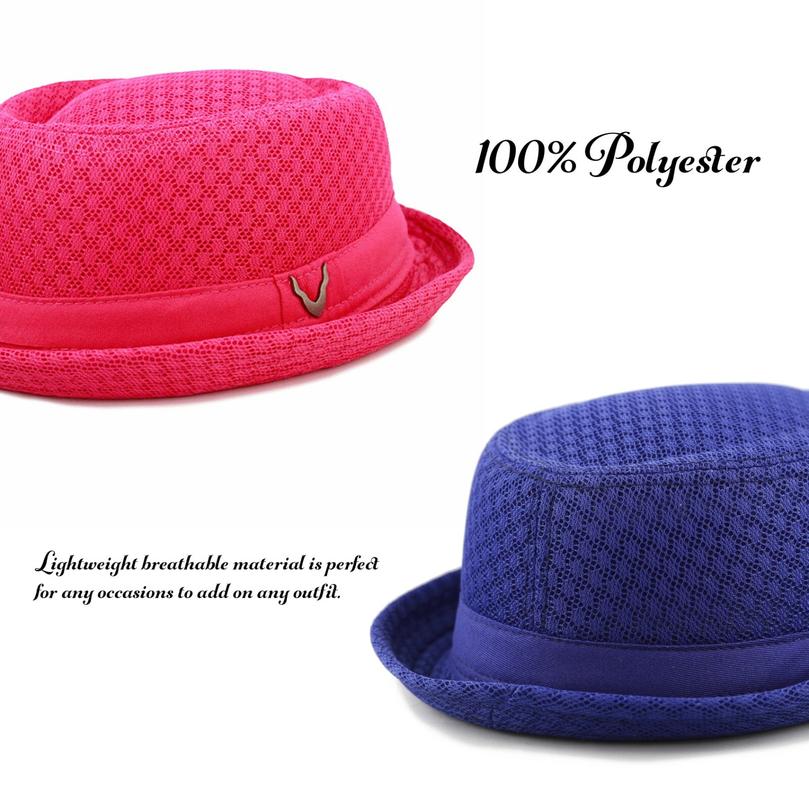 Porkpie Hat - Light Weight Classic Soft Cool Summer Mesh Porkpie Hat 7060