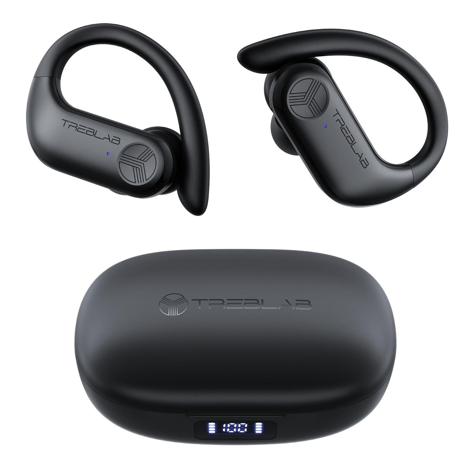 TREBLAB X3 Pro Workout Wireless Earbuds, Earhooks, BT 5.3, 145H, IPX5, 2 Mics