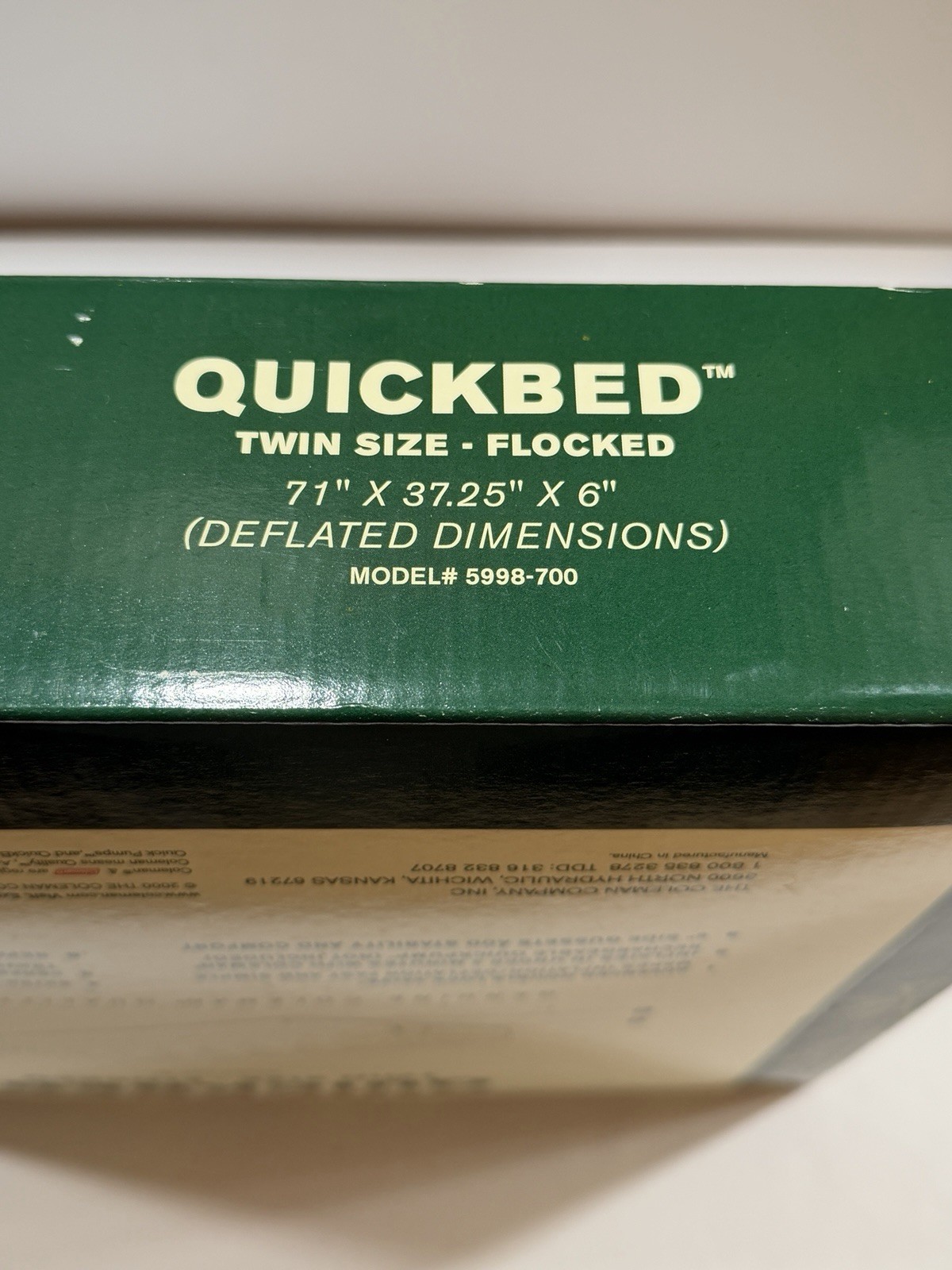 Coleman Quick Bed Twin Size Flocked Brand New