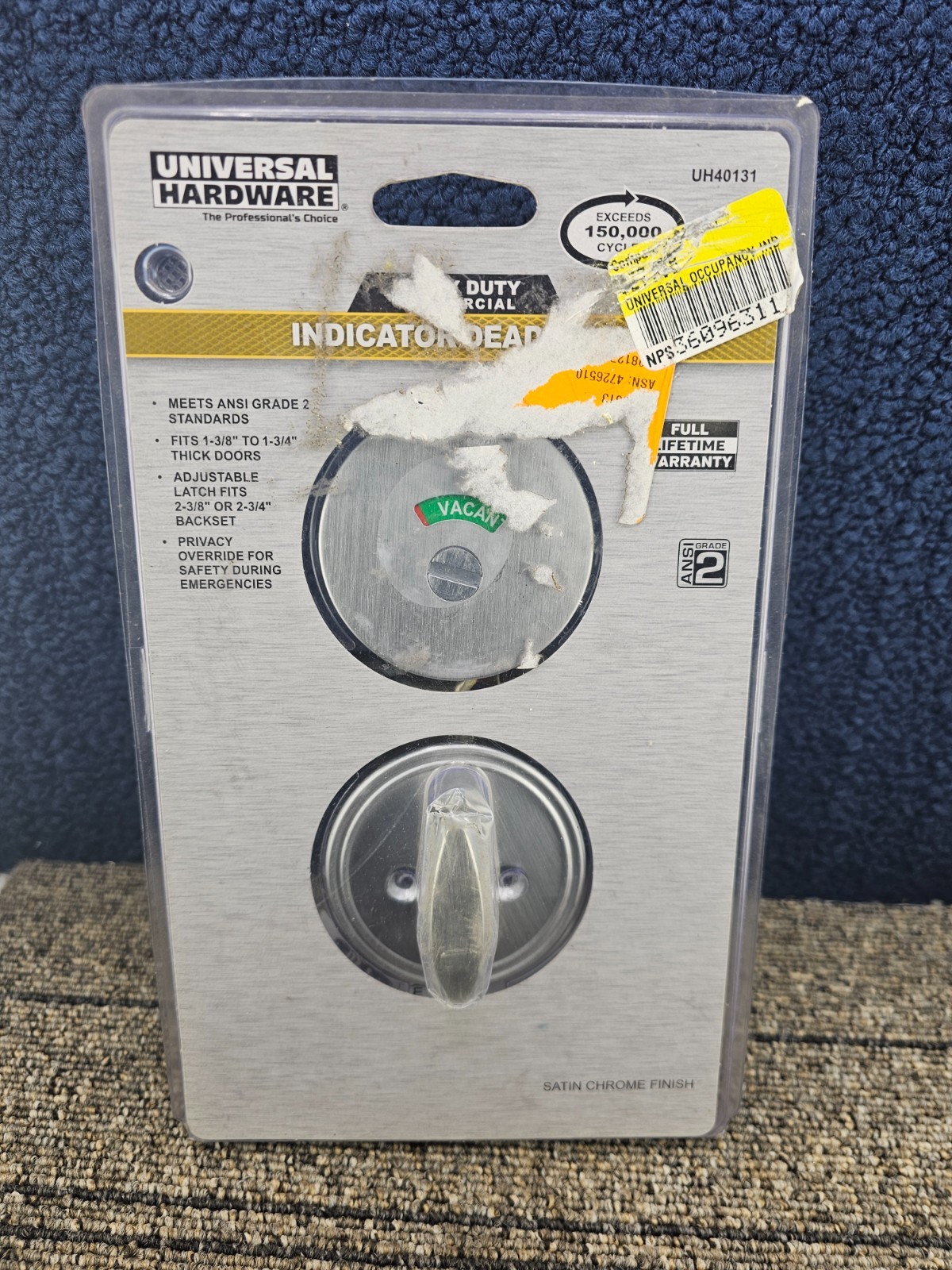 UNIVERSAL HARDWARE UH40131 HEAVY DUTY INDICATOR DEADBOLT FITS 1-3/3" -1-3/4"