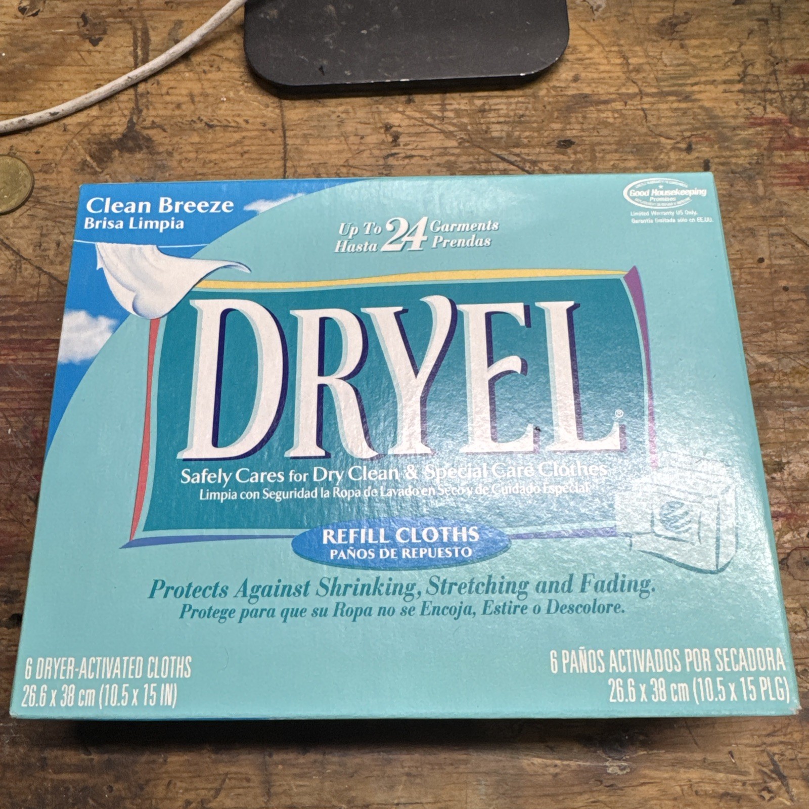 Dryel At Home Dry Cleaning Kit Refill 6 Cloths Clean Breeze 24 Garments NOS