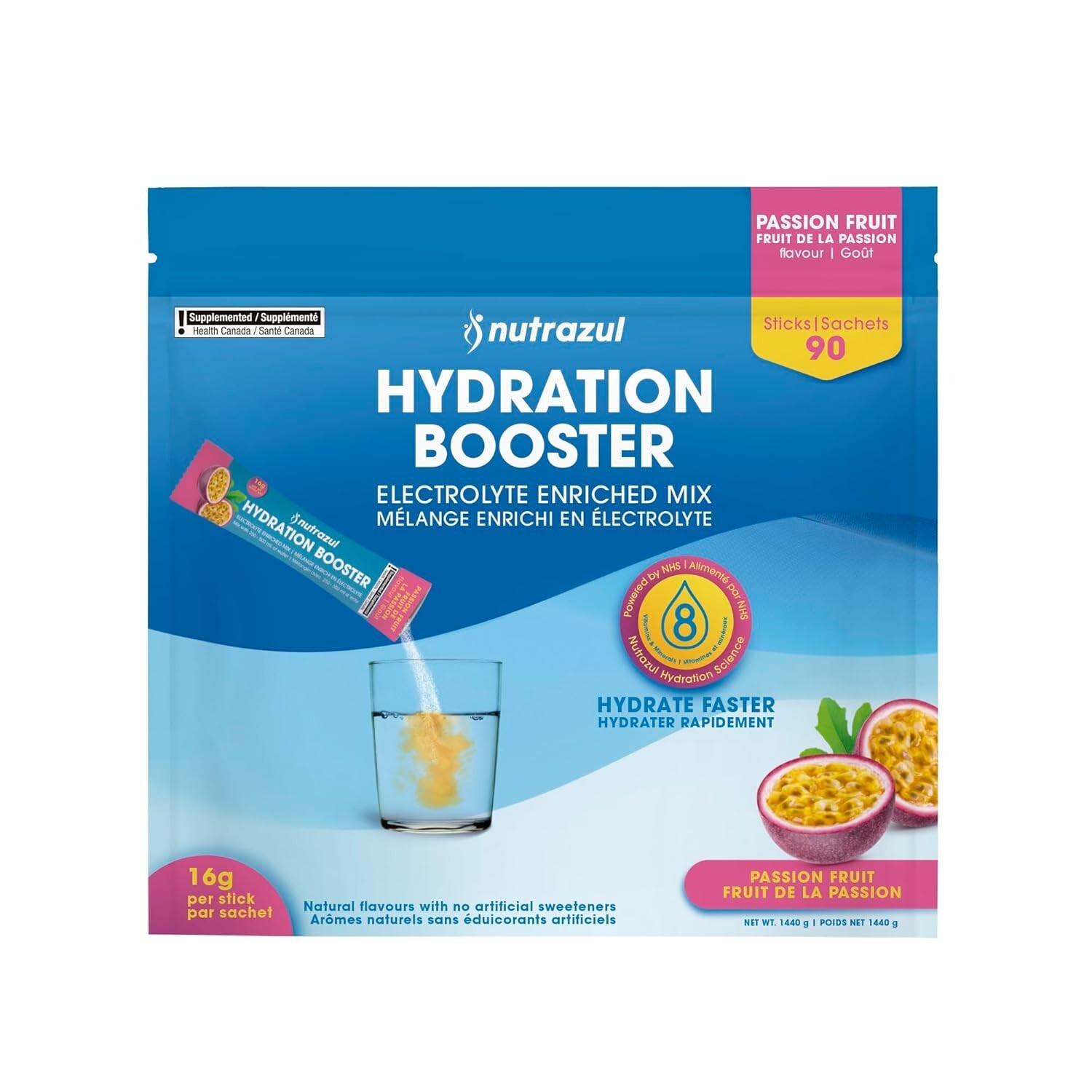 Rapid Hydration Booster Supplement Vitamin Mineral Electrolyte Mix Passion Fruit