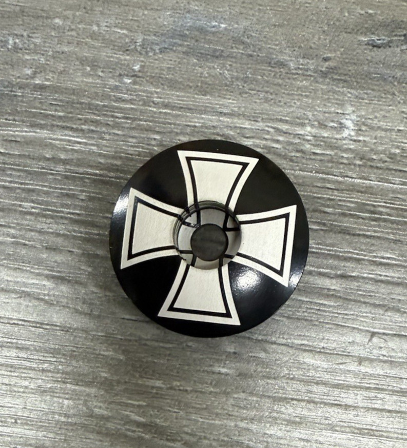 Iron Cross Chopper Bicycle Headset Top Cap 1 1/8" Black Stem Cap Bike BMX