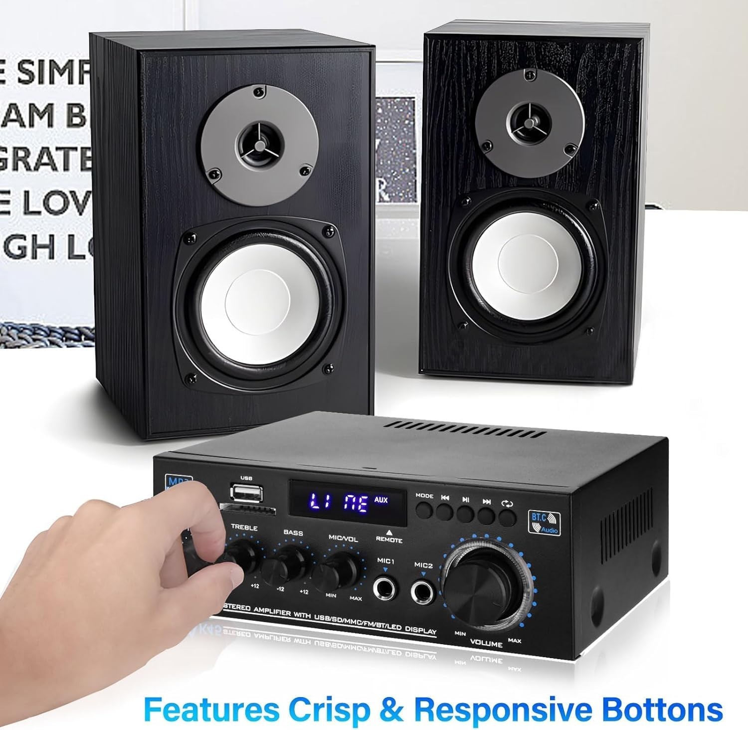 Stereo Receiver & Amplifier Home Audio Amp, AK45 Bluetooth Receiver for Home NEW