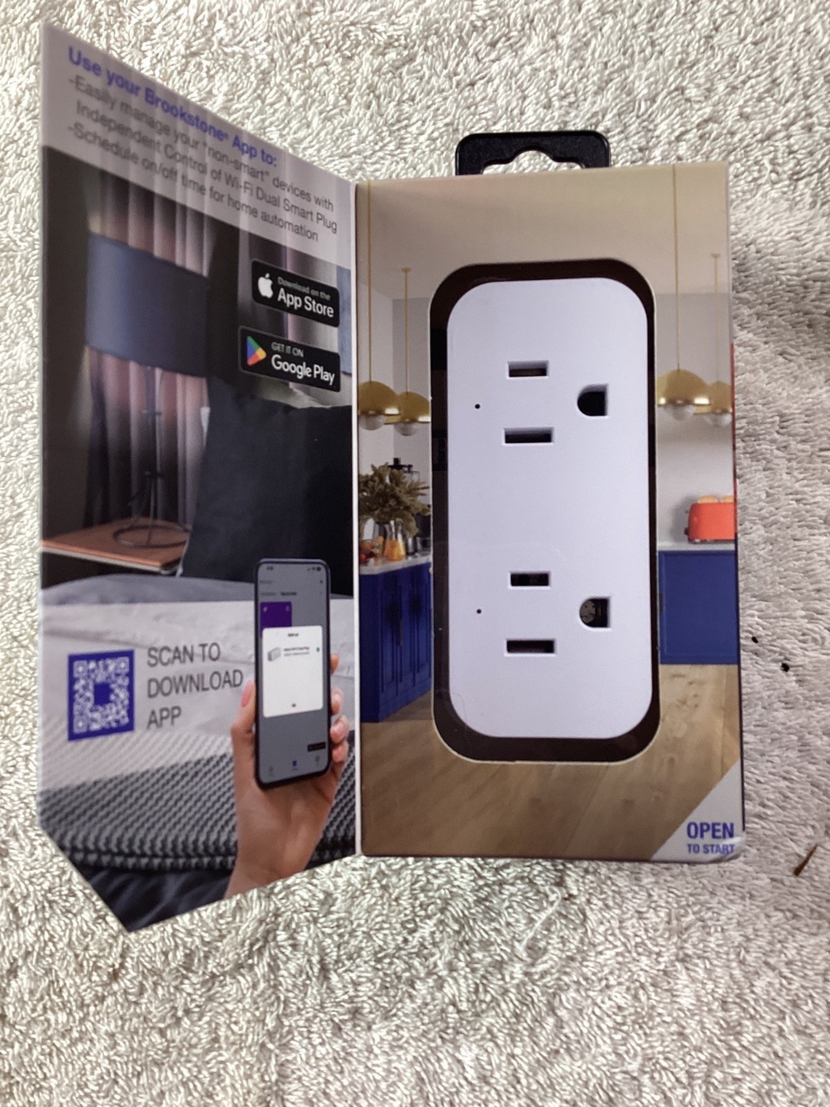 Brookstone Wi-Fi Dual Smart Plug With Alexa & Google Home Compatibility*NIB