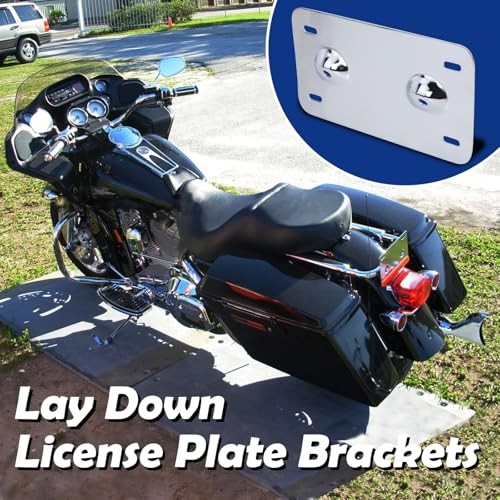 Lay Down License Plate Mount Brackets Fit for 1999-2008 Harley Touring Road