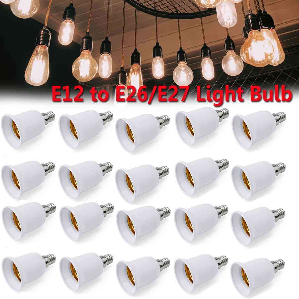 5/10/20PCS Light Bulb Socket Adapter E12 to E26/E27 Base Chandelier Converter US
