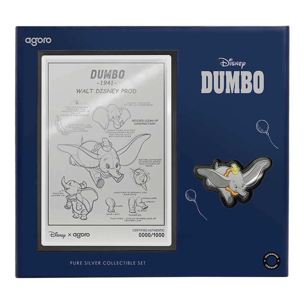 2026 Disney $2 Dumbo Collectible & $1 Foil Silver Set By Agoro Mintage of