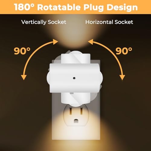 Dimmable Night Lights Plug into Wall, Rotatable Plug-in LED Night Light, 3000K