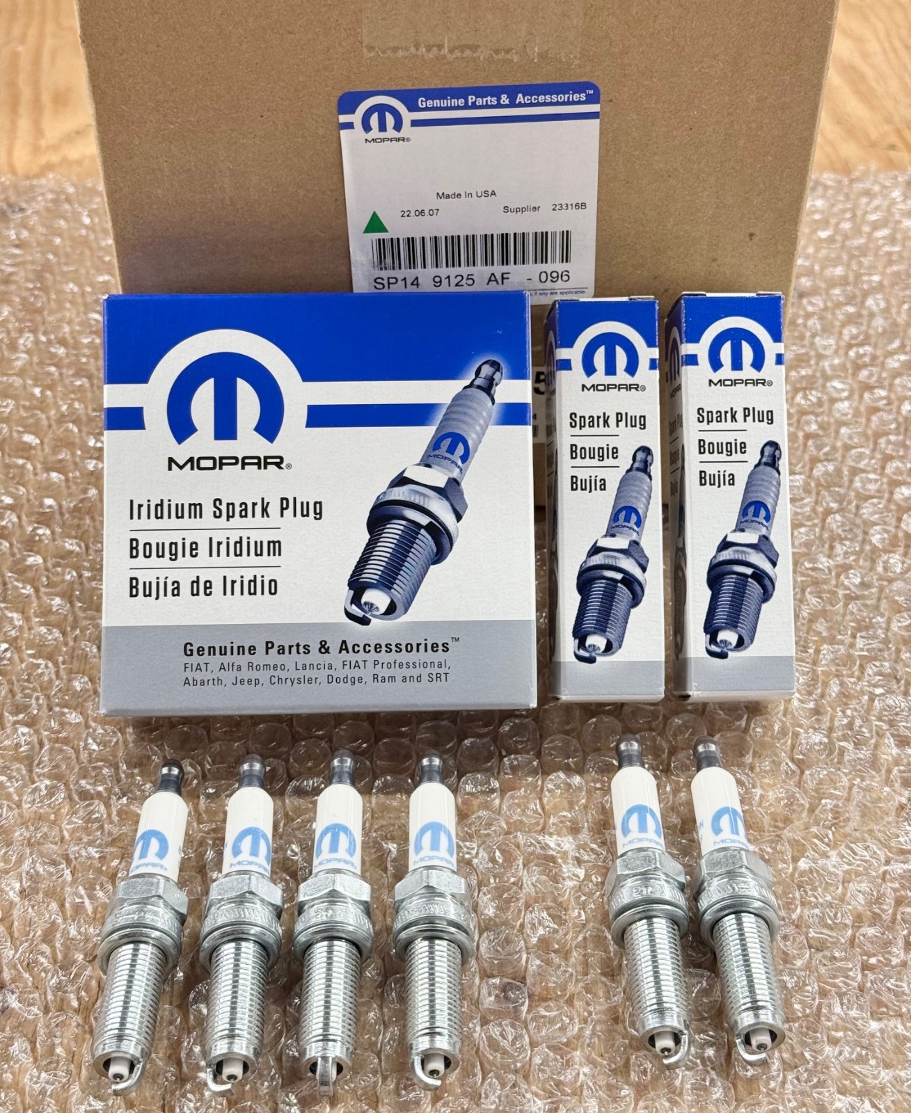 11-24 Jeep Iridium Spark Plugs 3.6L ENGINE PENTASTAR SP149125AF 6pcs OEM MOPAR