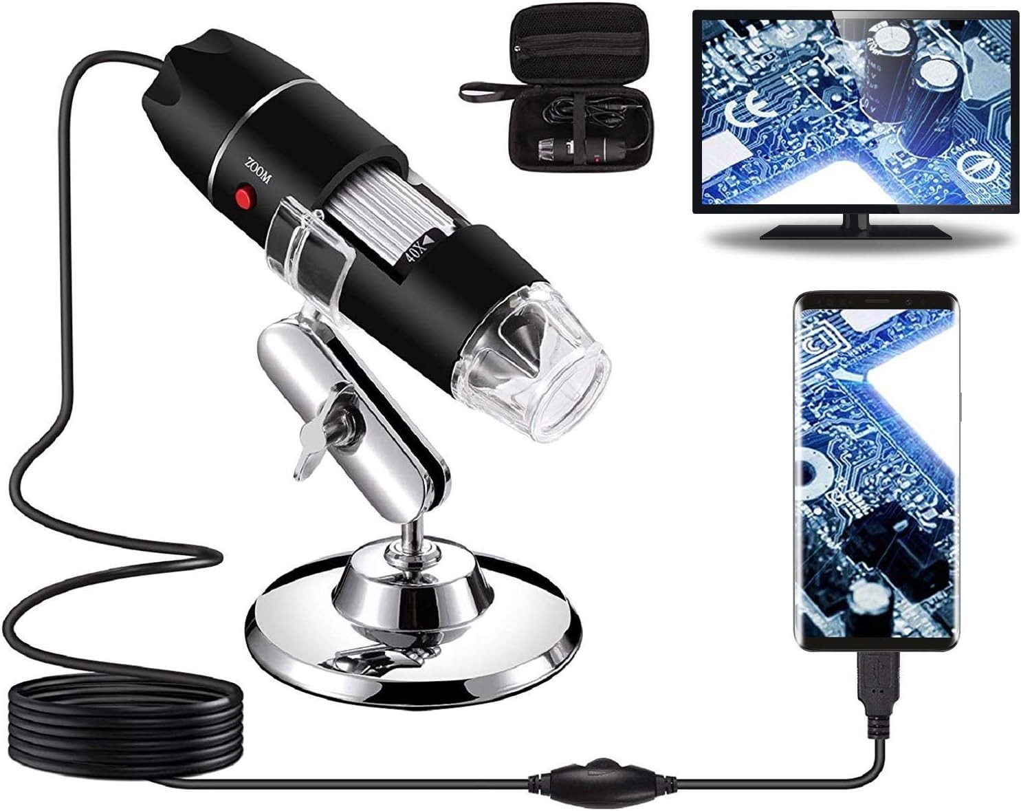 "Microscopio digital inalámbrico de mano USB HD Cámara de inspección con soporte