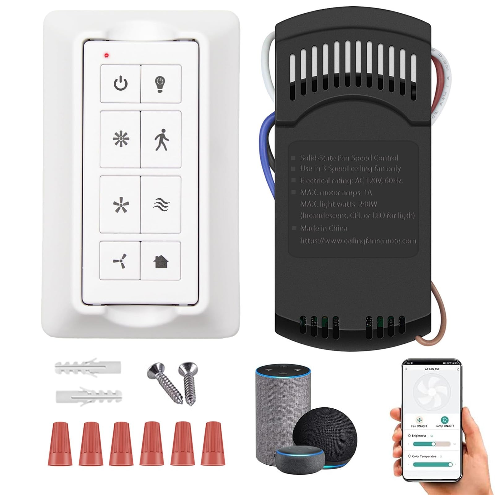 Smart Universal Ceiling Fan Remote Control Kit with Receiver, Fan Remote Wall...