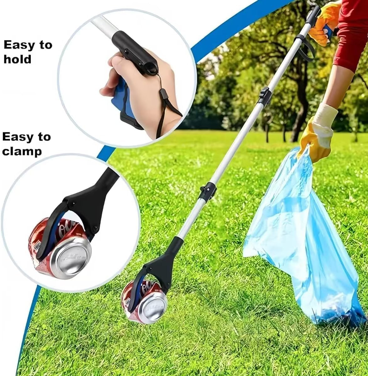 2-Pack Grabber Reacher Tool, 43 Inch Extra Long Steel Foldable Pick up Stick