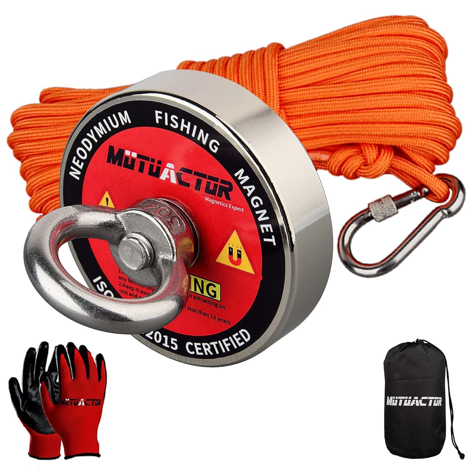 MUTUACTOR Magnet Fishing Kit,Φ2.36“ Heavy Duty Neodymium N52 Magnet with 20m(