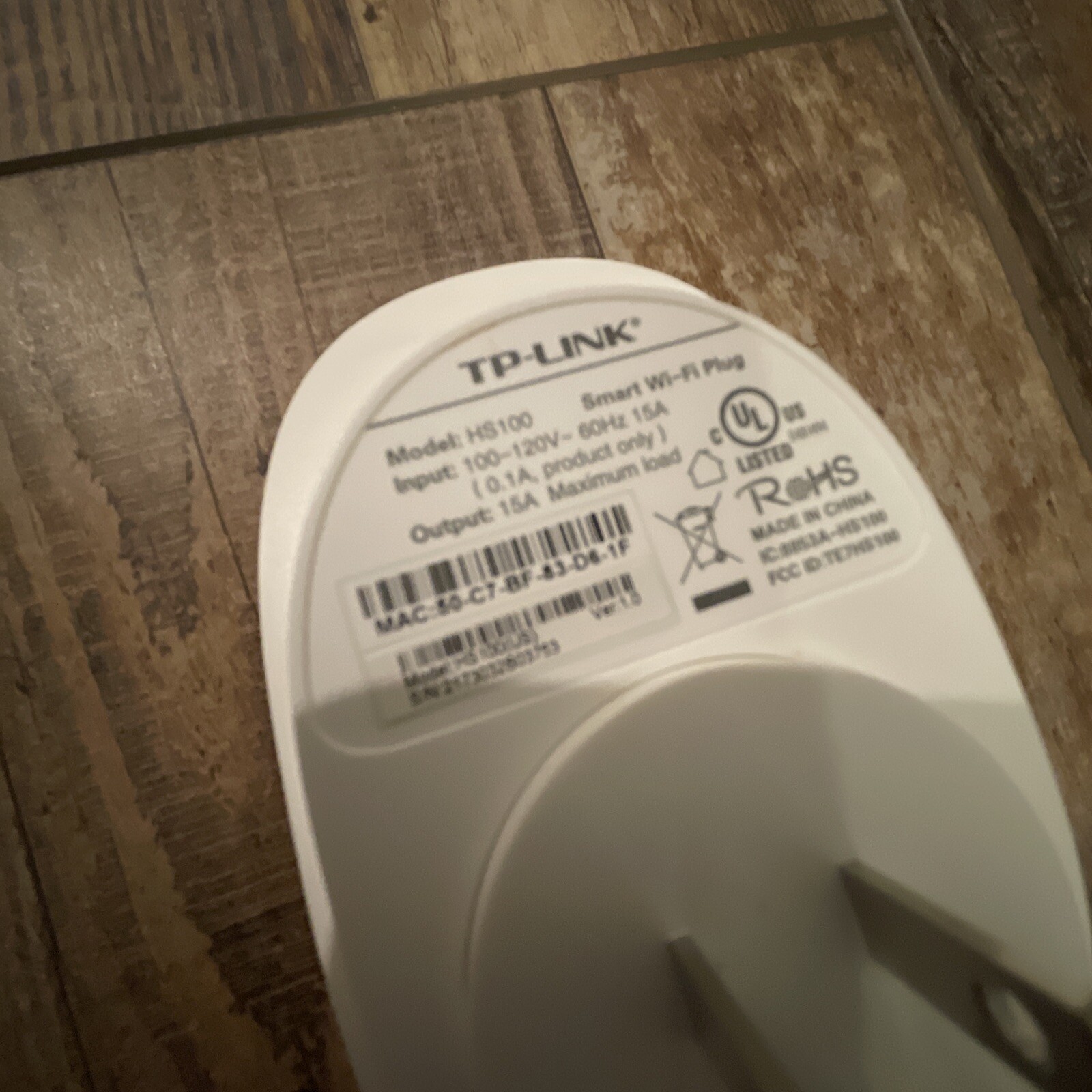 TP-Link Smart Wi-Fi Plug HS100 White/Gray Alexa Google