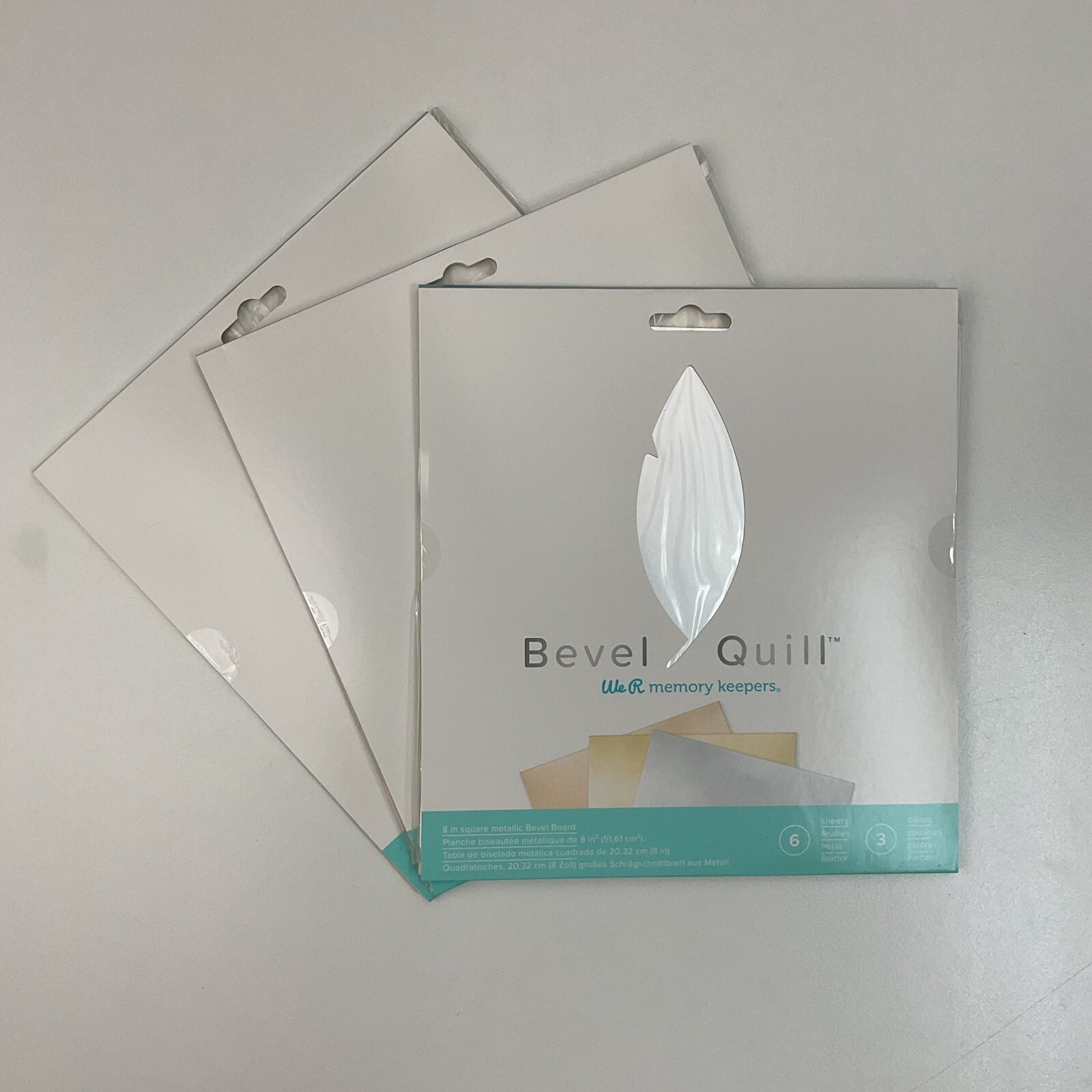 We R Memory Keepers Bevel Quill Sheets 8in. sq. 3 Metallic Colors 6 Sheets - 3pk