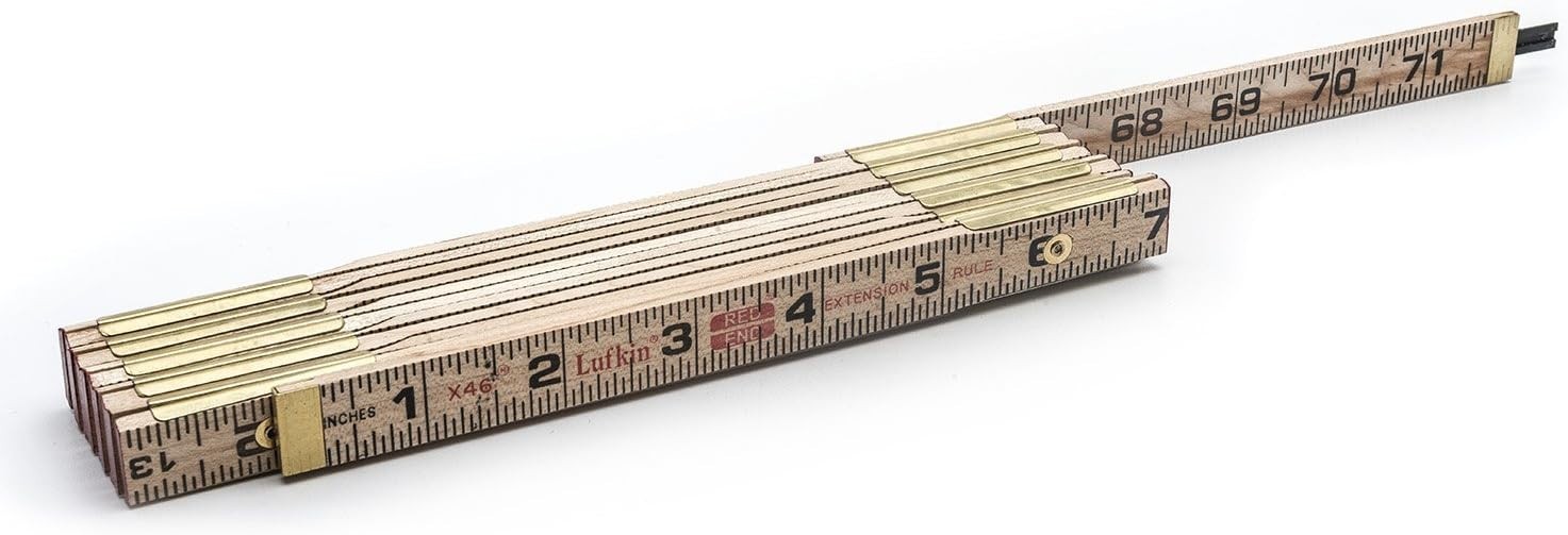 Crescent Wood Rule, 6' Brass Ext, Black , Brown -