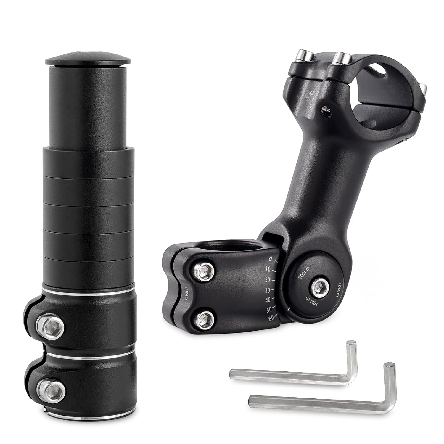 Adjustable Bike Stem Riser, Bike Handlebar Extender Set 31.8mm 60° for Mountain