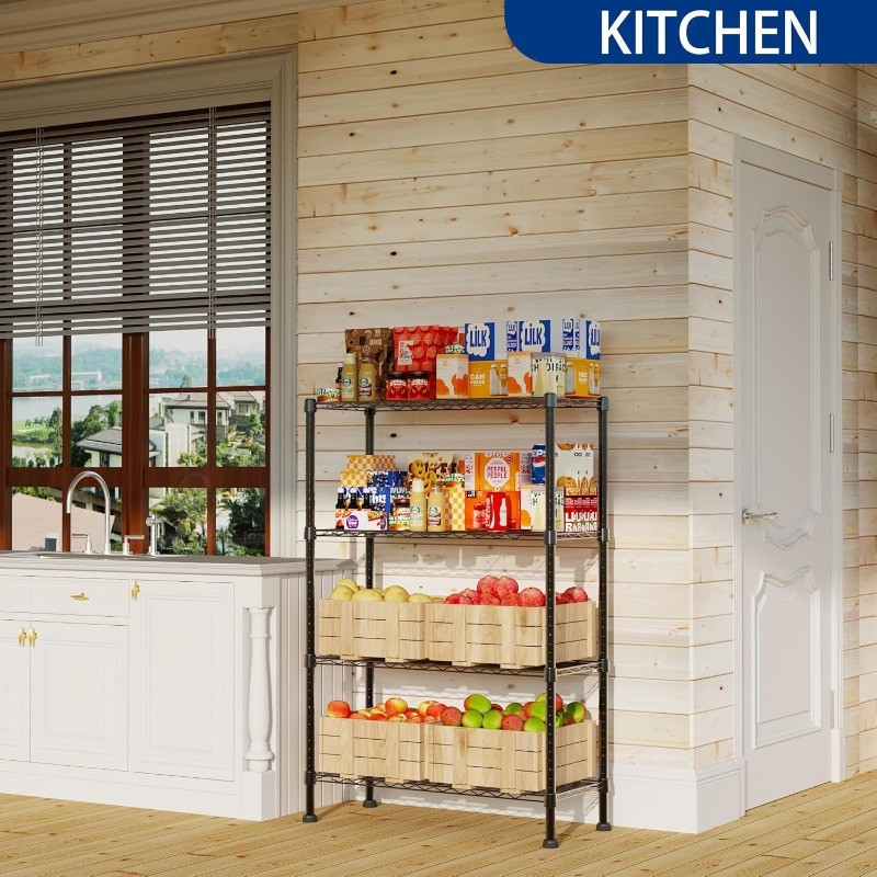 4-Wire Shelving Metal Storage Rack Adjustable Shelves,Standing Storage Shelf